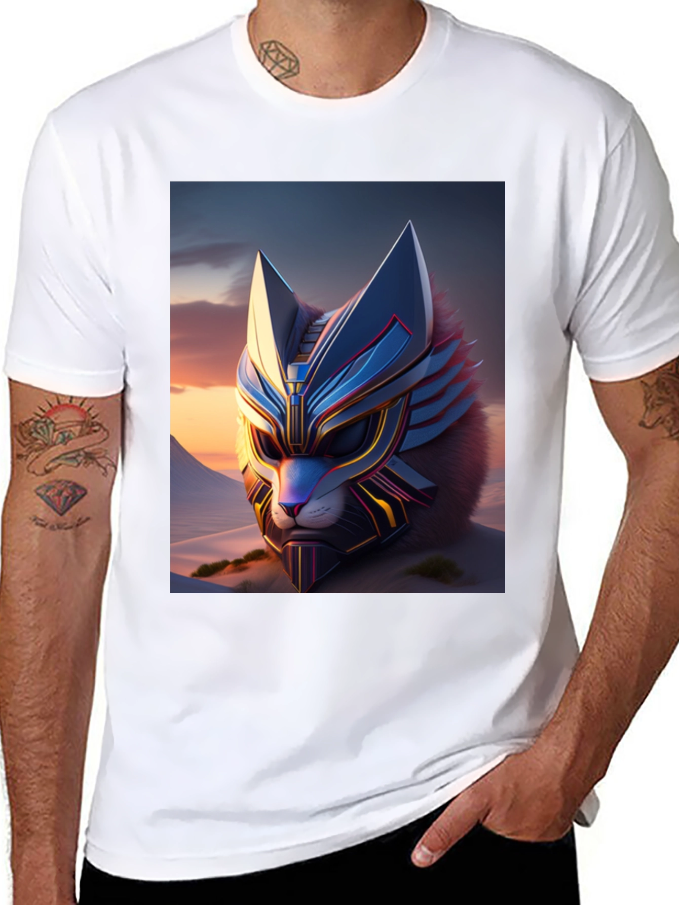 Cyberpunk Cat T-Shirt: Futuristic Feline Design