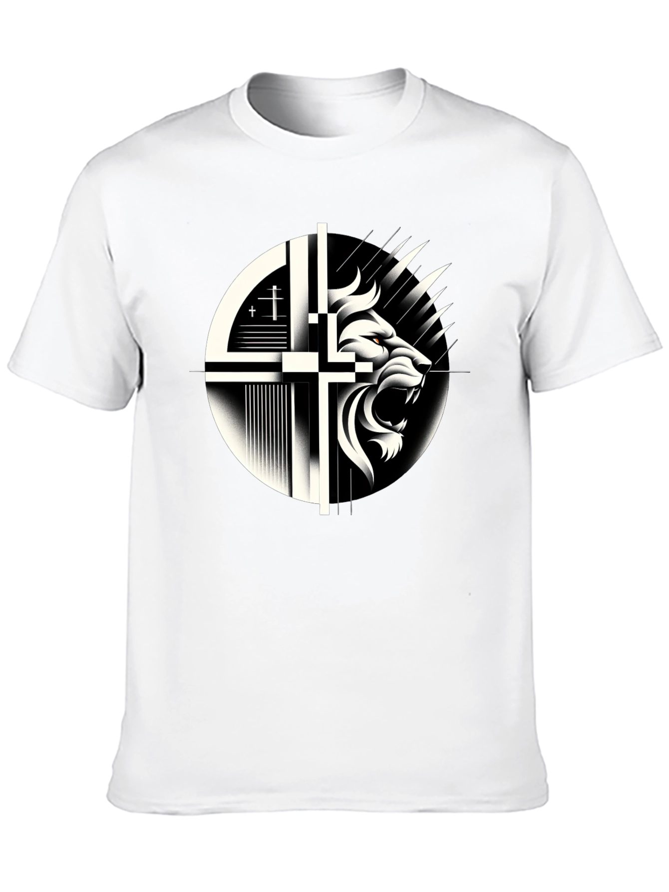 Lion and Cross Graphic Black T-Shirt