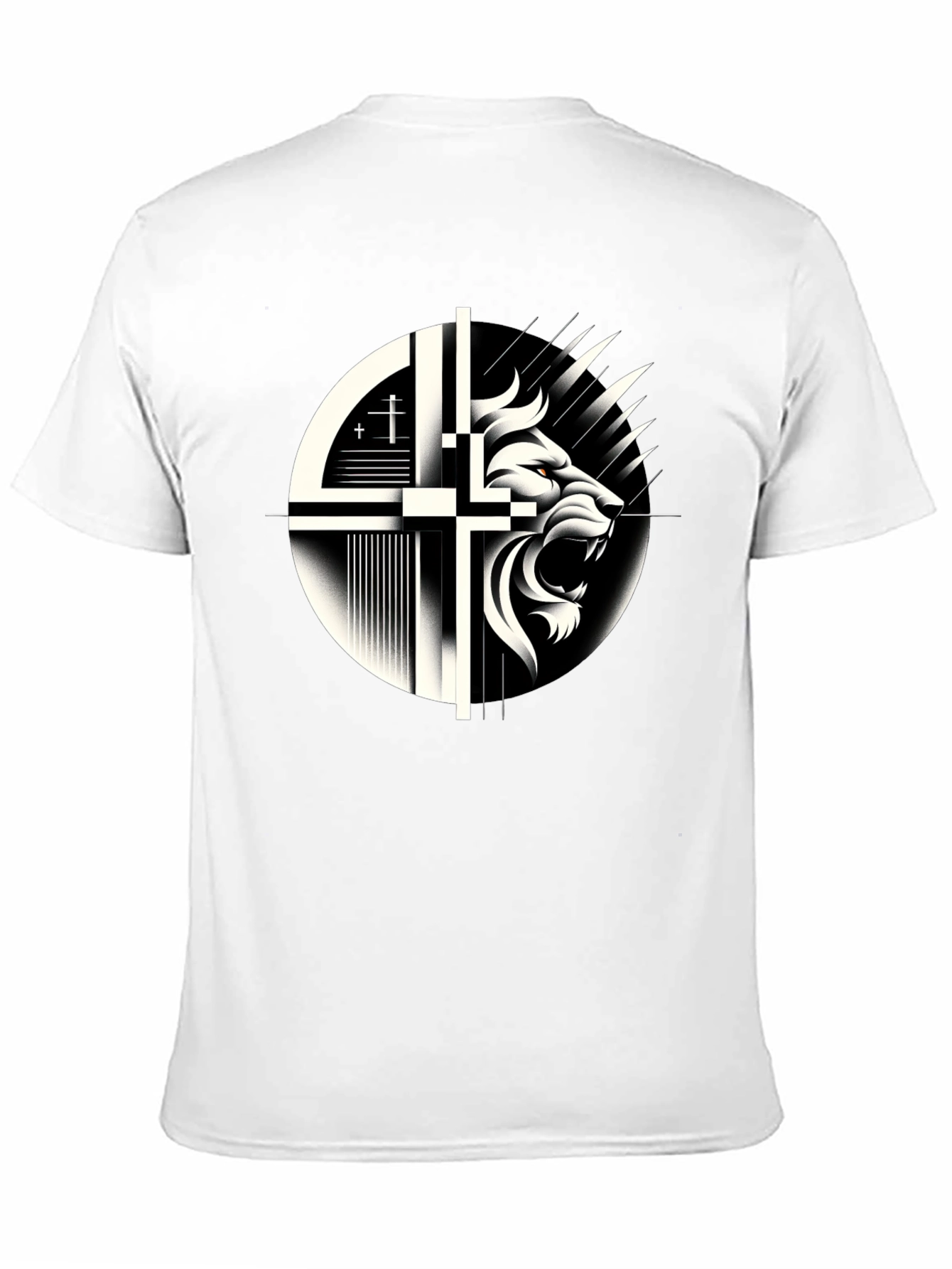 Lion and Cross Graphic Black T-Shirt