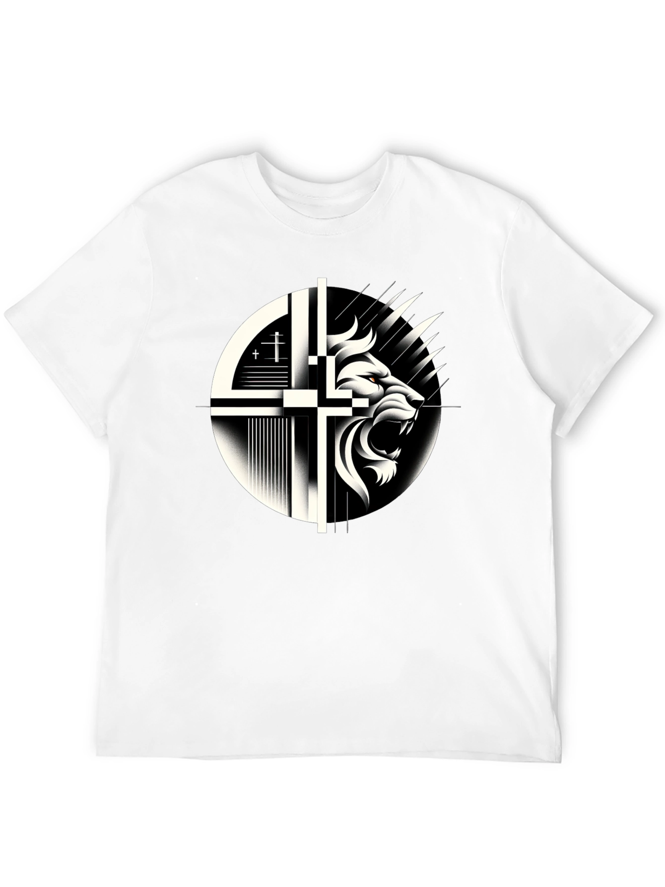 Lion and Cross Graphic Black T-Shirt