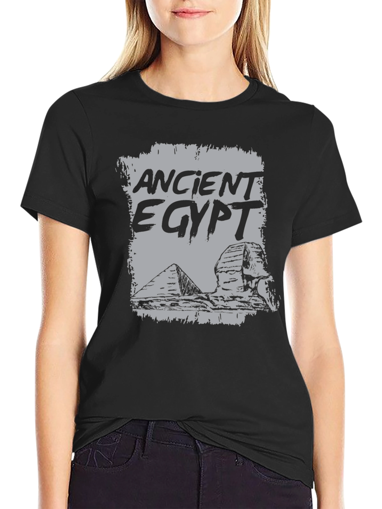 Ancient Egypt Graphic Tee - Black Cotton T-Shirt