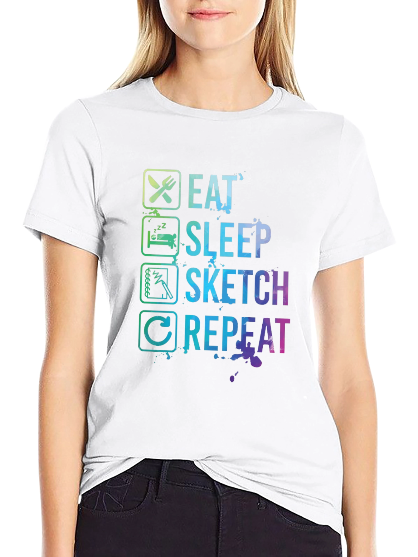Eat Sleep Sketch Repeat Graphic Tee
