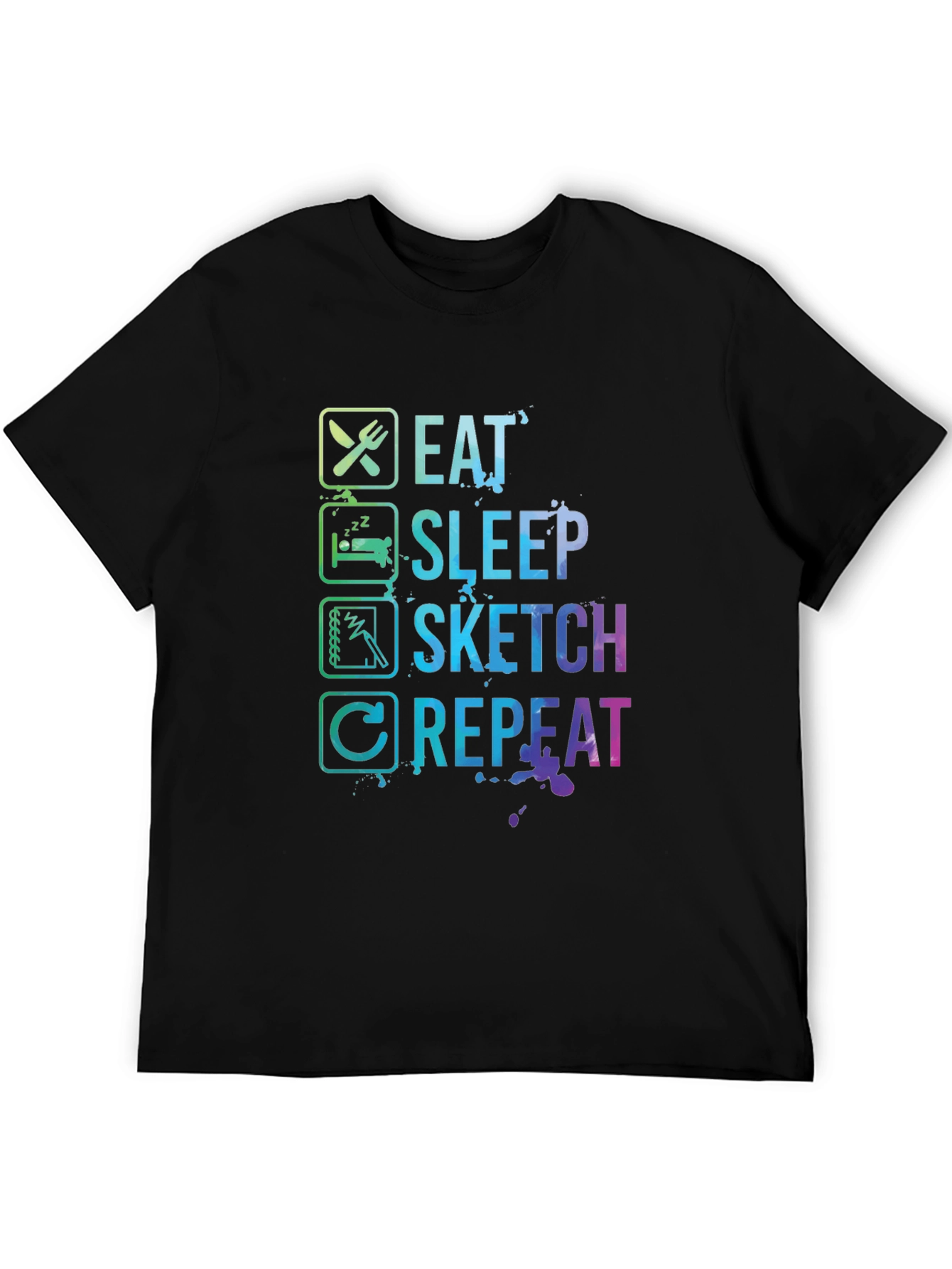 Eat Sleep Sketch Repeat Graphic Tee