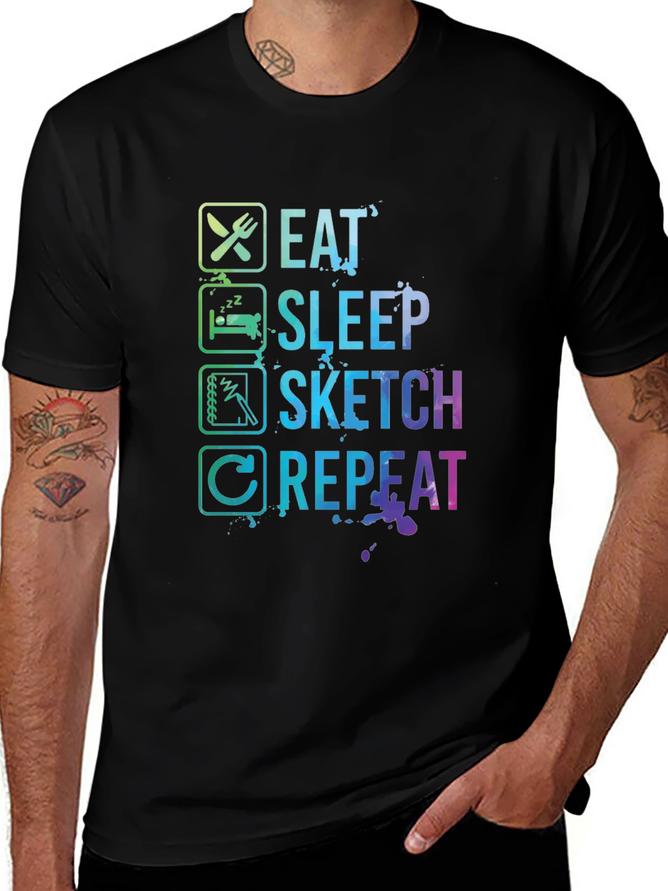 Eat Sleep Sketch Repeat Graphic Tee