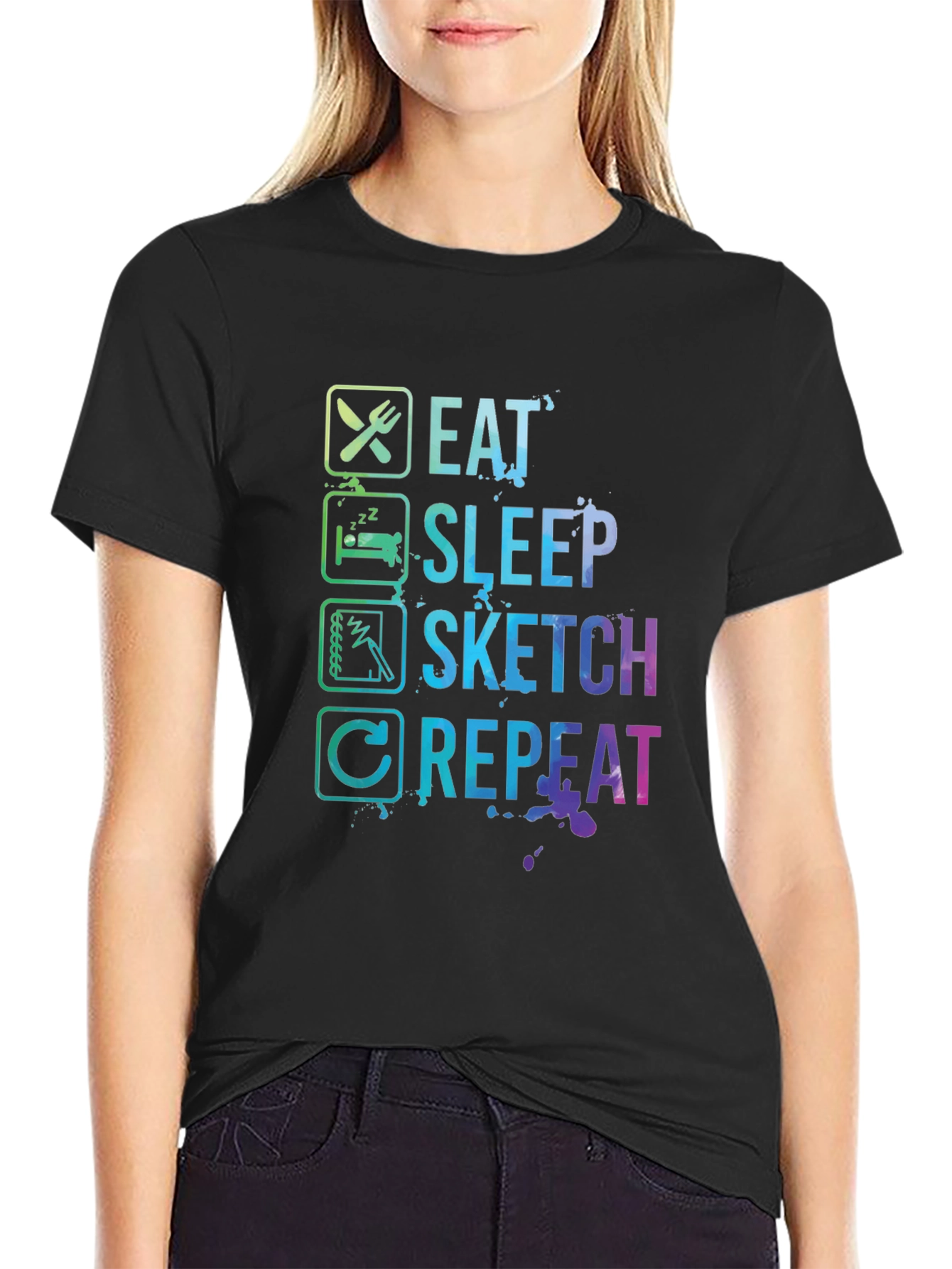 Eat Sleep Sketch Repeat Graphic Tee