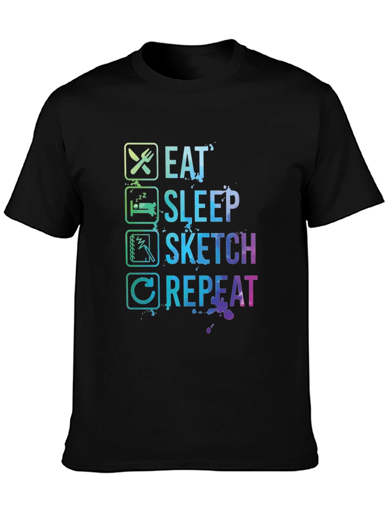 Eat Sleep Sketch Repeat Graphic Tee