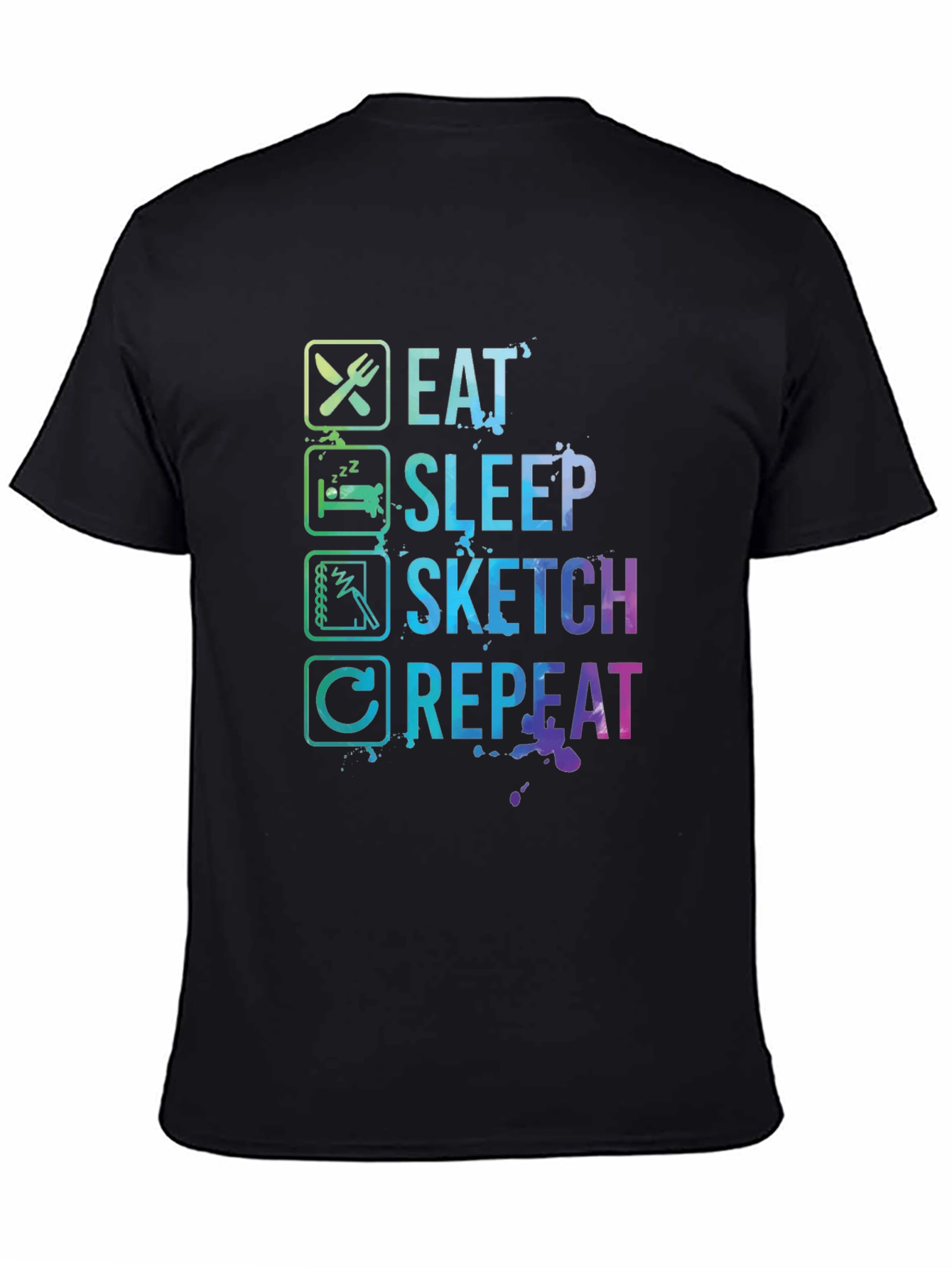 Eat Sleep Sketch Repeat Graphic Tee