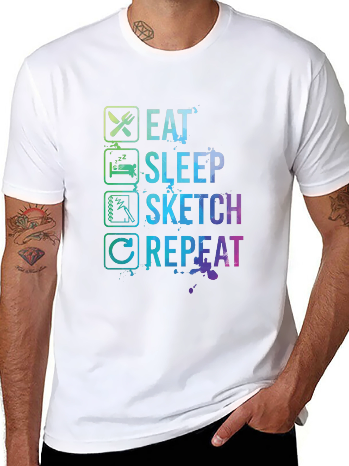 Eat Sleep Sketch Repeat Graphic Tee