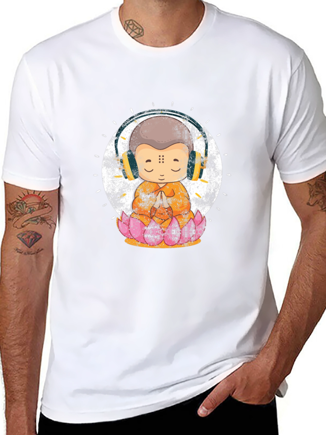 Zen Monk with Headphones T-Shirt