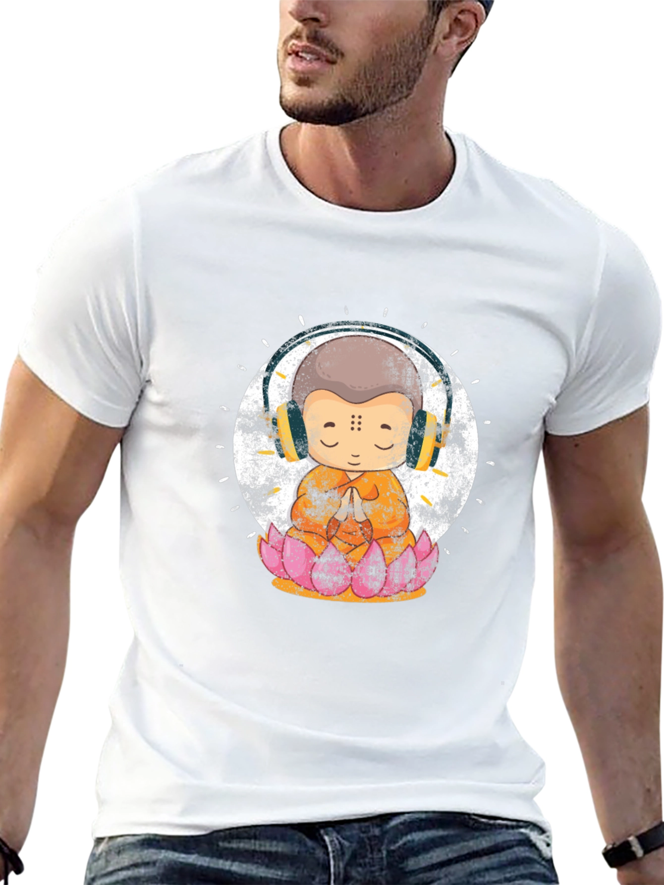 Zen Monk with Headphones T-Shirt