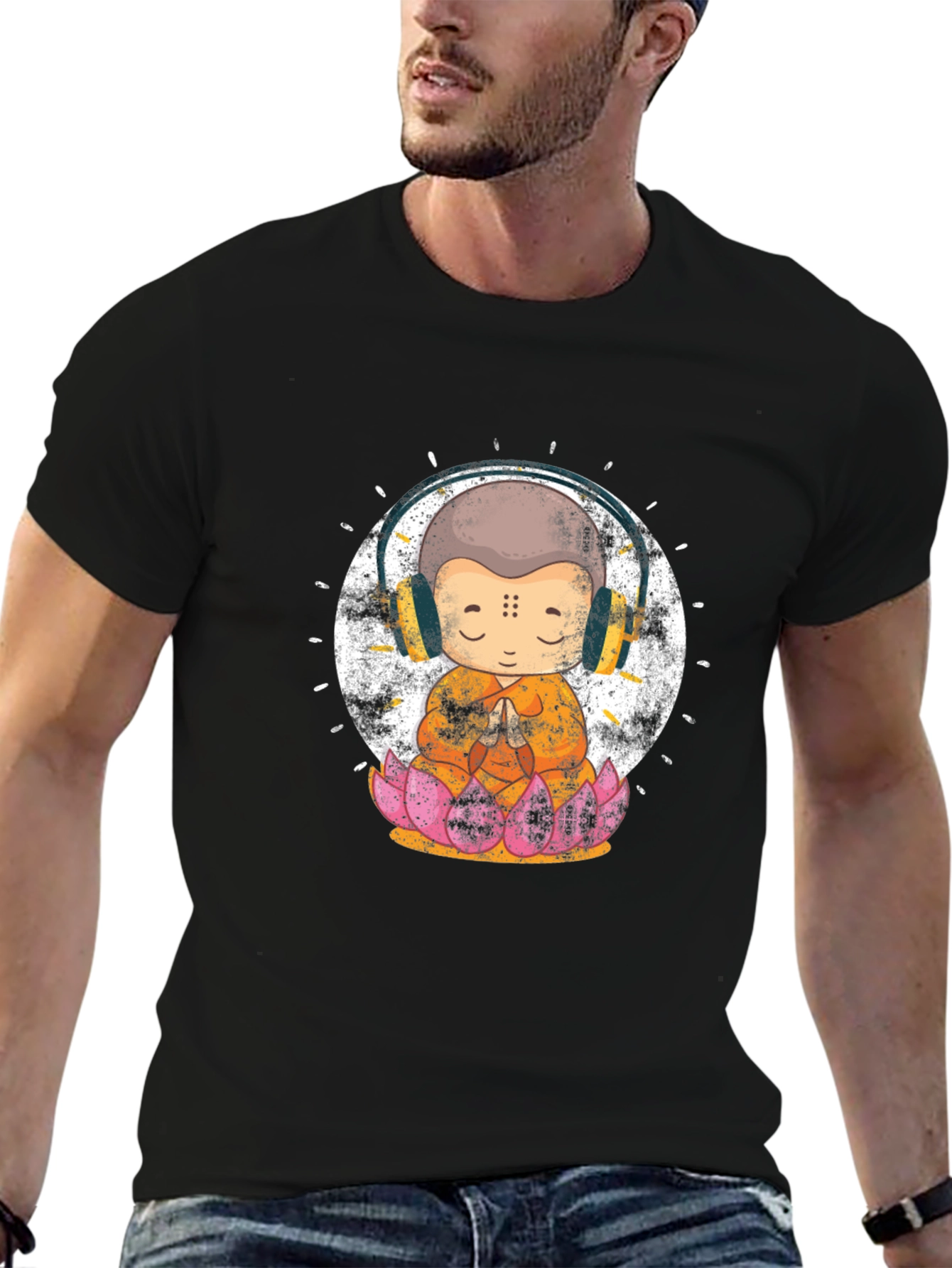 Zen Monk with Headphones T-Shirt
