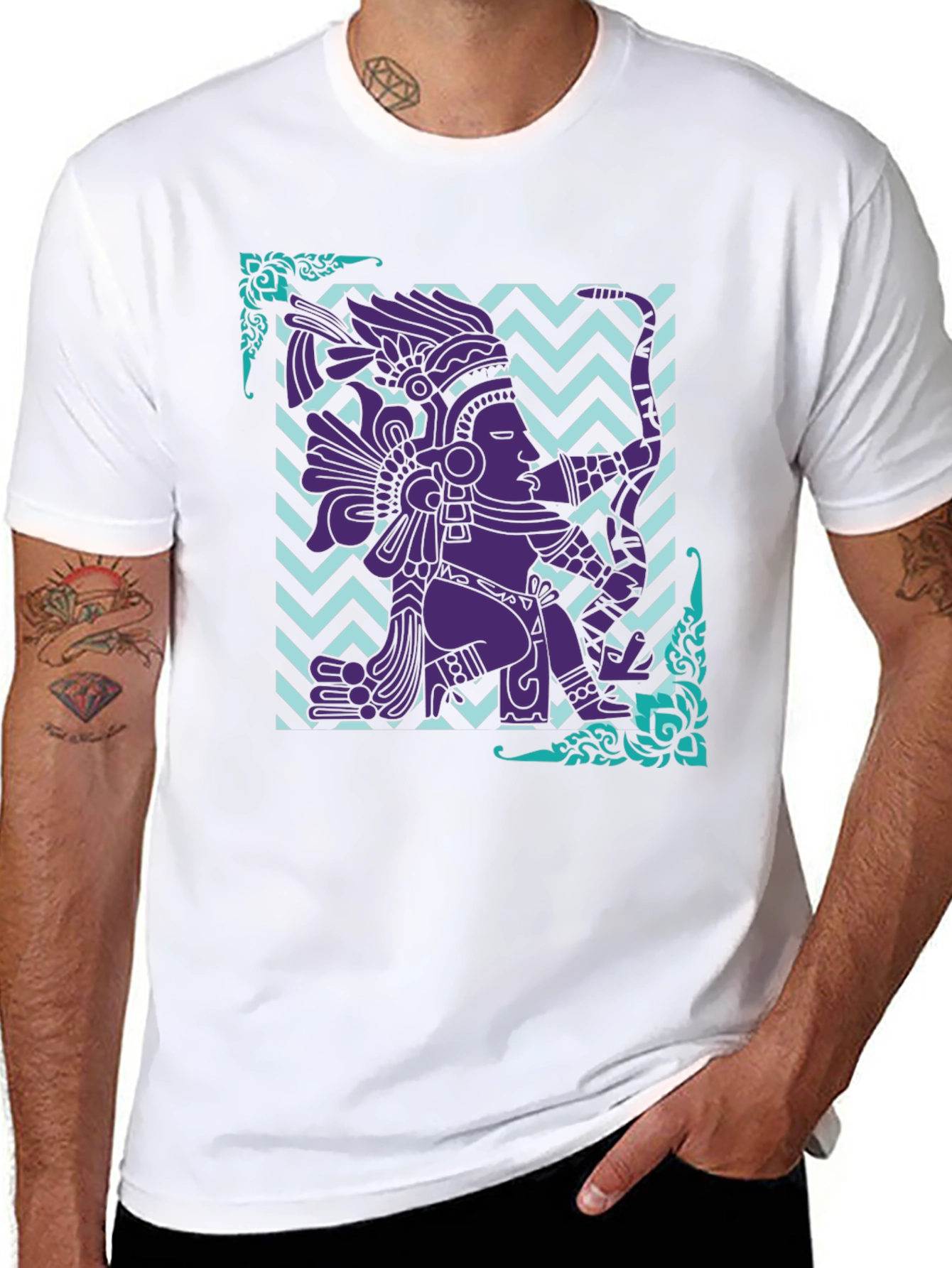 Mayan Warrior Graphic Tee - Aztec Culture Design
