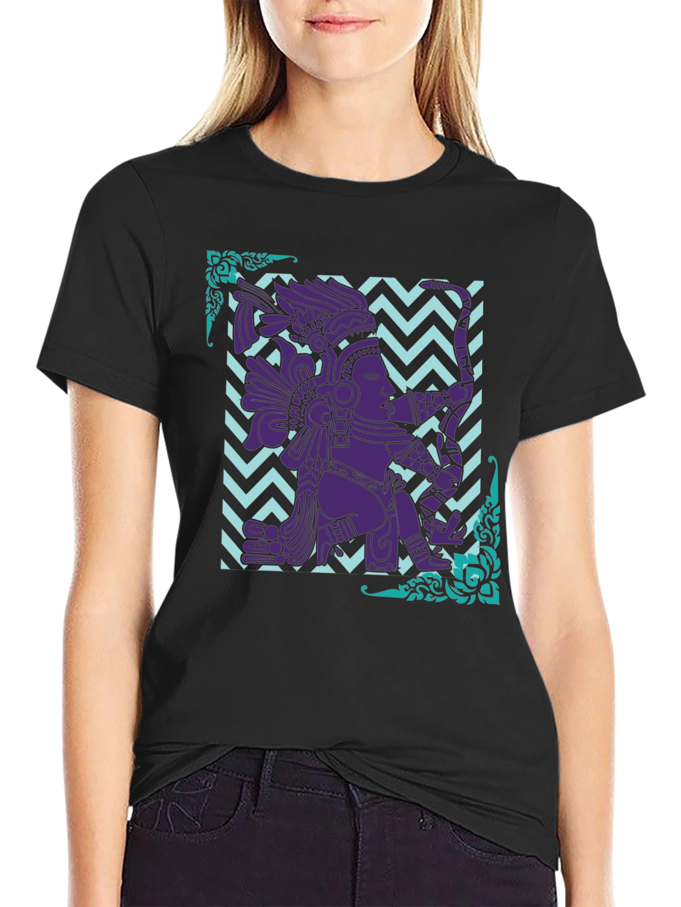Mayan Warrior Graphic Tee - Aztec Culture Design
