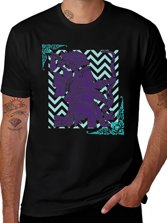 Mayan Warrior Graphic Tee - Aztec Culture Design