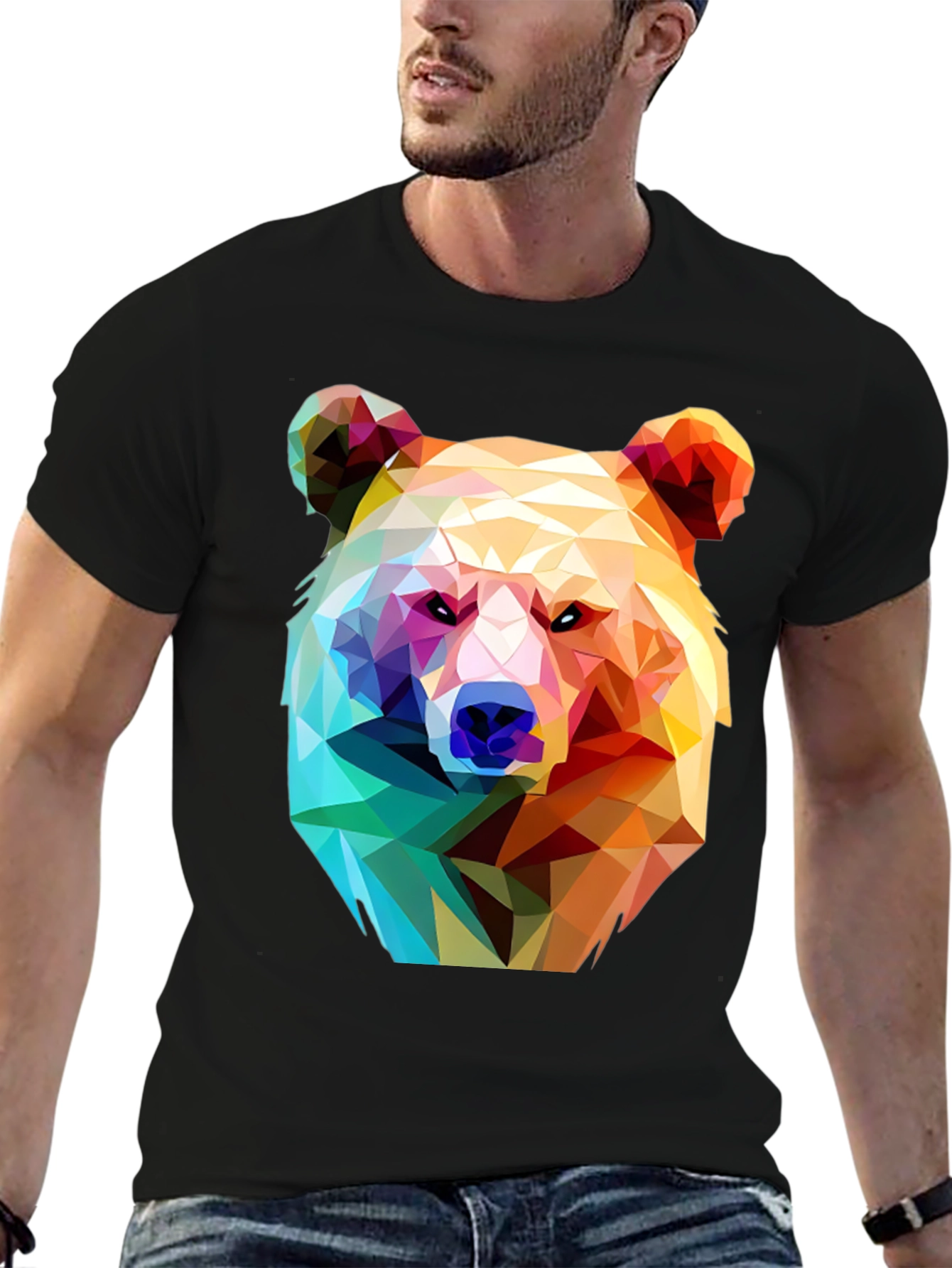 Geometric Bear Graphic T-Shirt