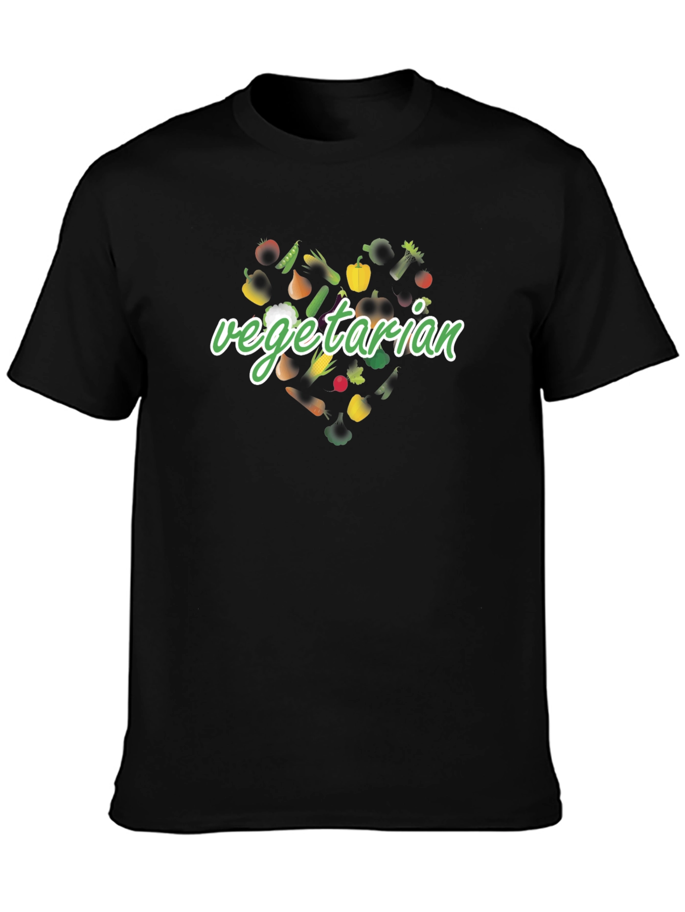 Vegetarian Heart Graphic Tee - Black Unisex T-Shirt