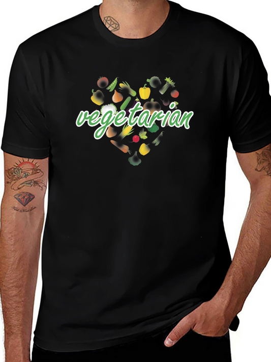 Vegetarian Heart Graphic Tee - Black Unisex T-Shirt