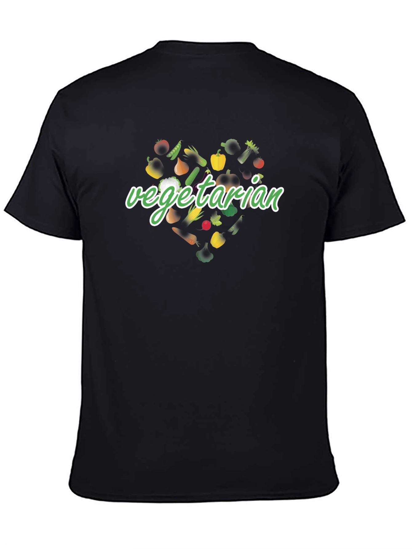 Vegetarian Heart Graphic Tee - Black Unisex T-Shirt
