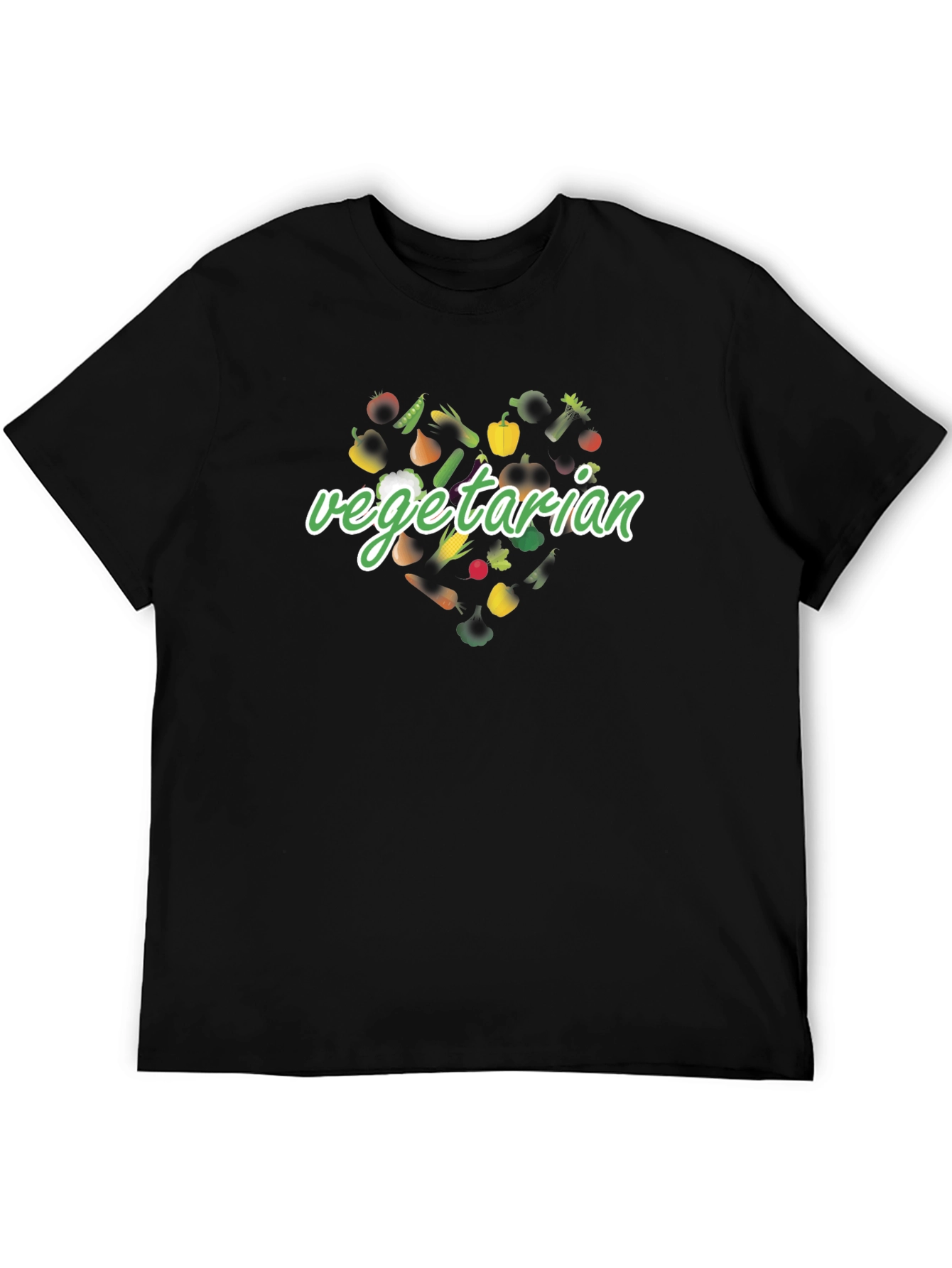 Vegetarian Heart Graphic Tee - Black Unisex T-Shirt