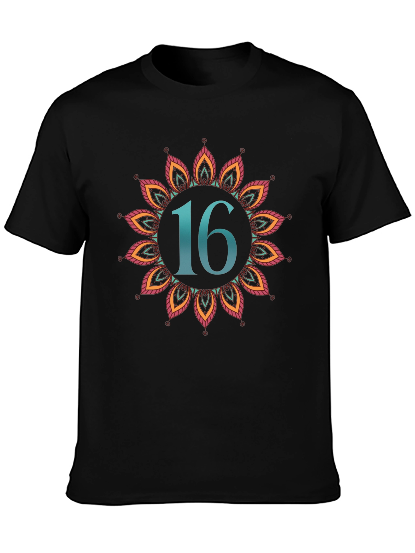 Sweet Sixteen Mandala Black T-Shirt