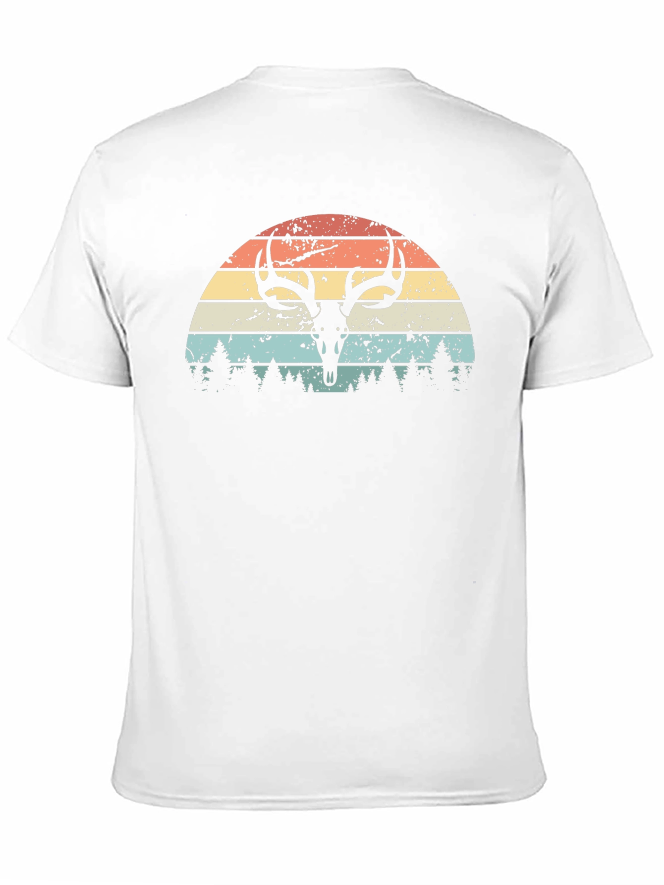 Retro Deer Skull Sunset Graphic Tee