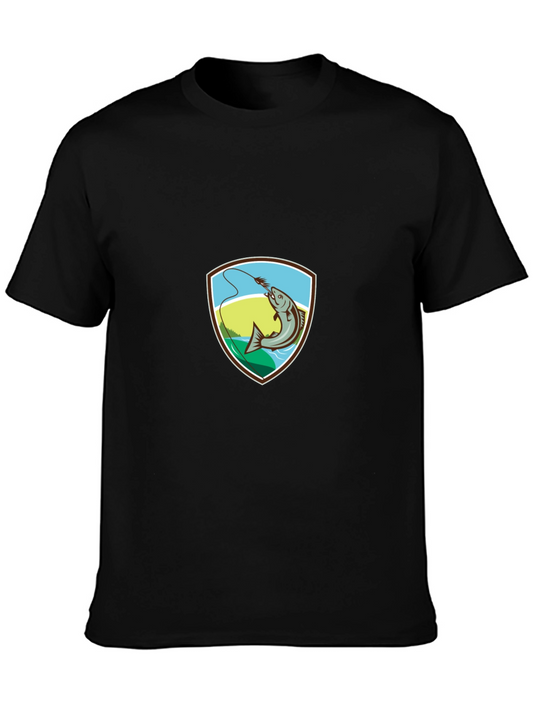 Fishing T-Shirt: Retro Fish Badge
