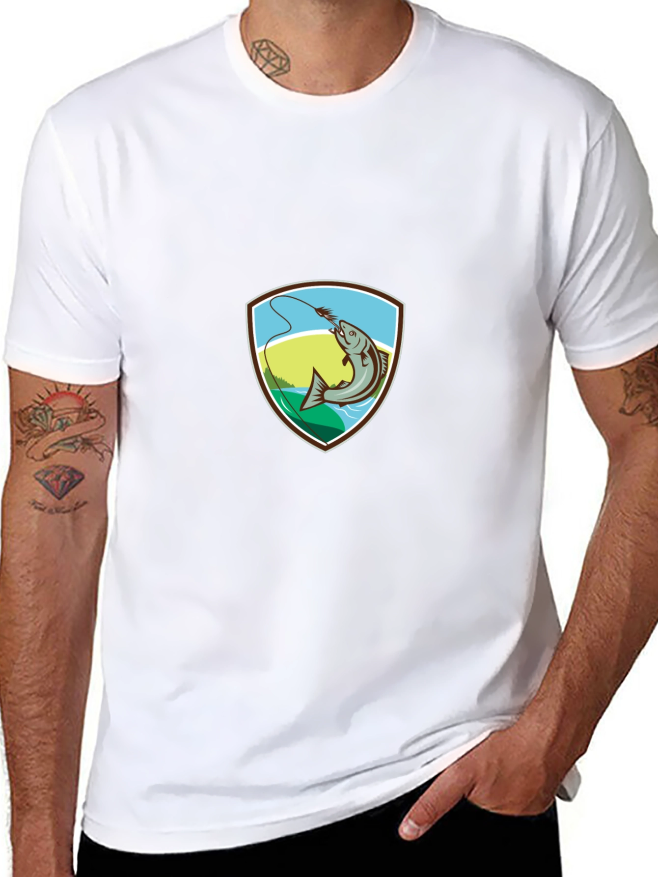 Fishing T-Shirt: Retro Fish Badge