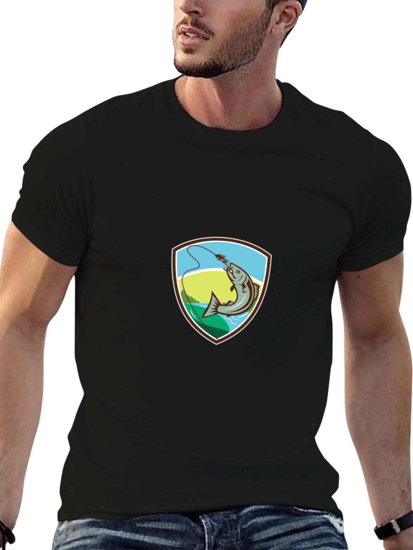 Fishing T-Shirt: Retro Fish Badge