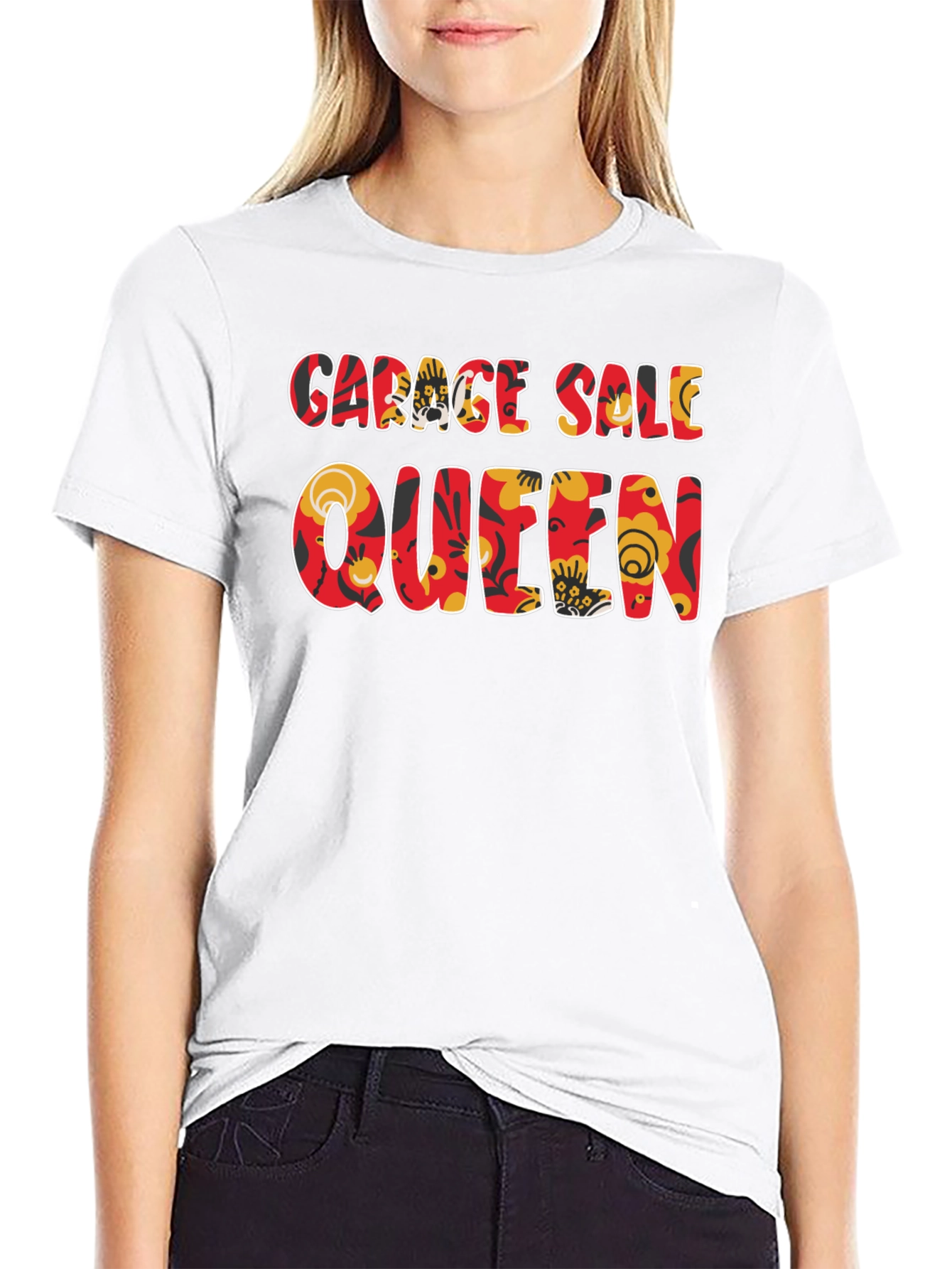 Garage Sale Queen T-Shirt - Floral Design