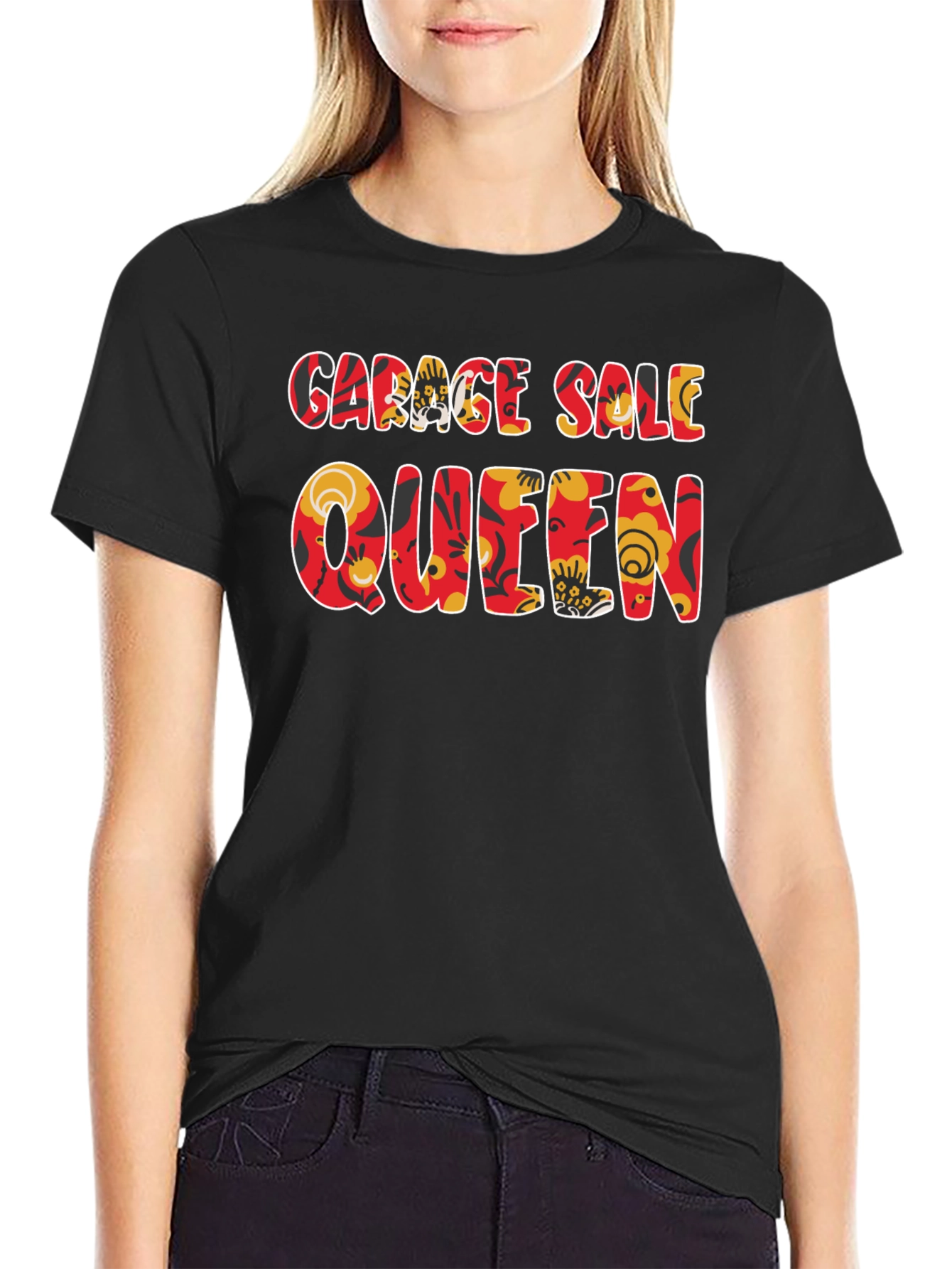Garage Sale Queen T-Shirt - Floral Design