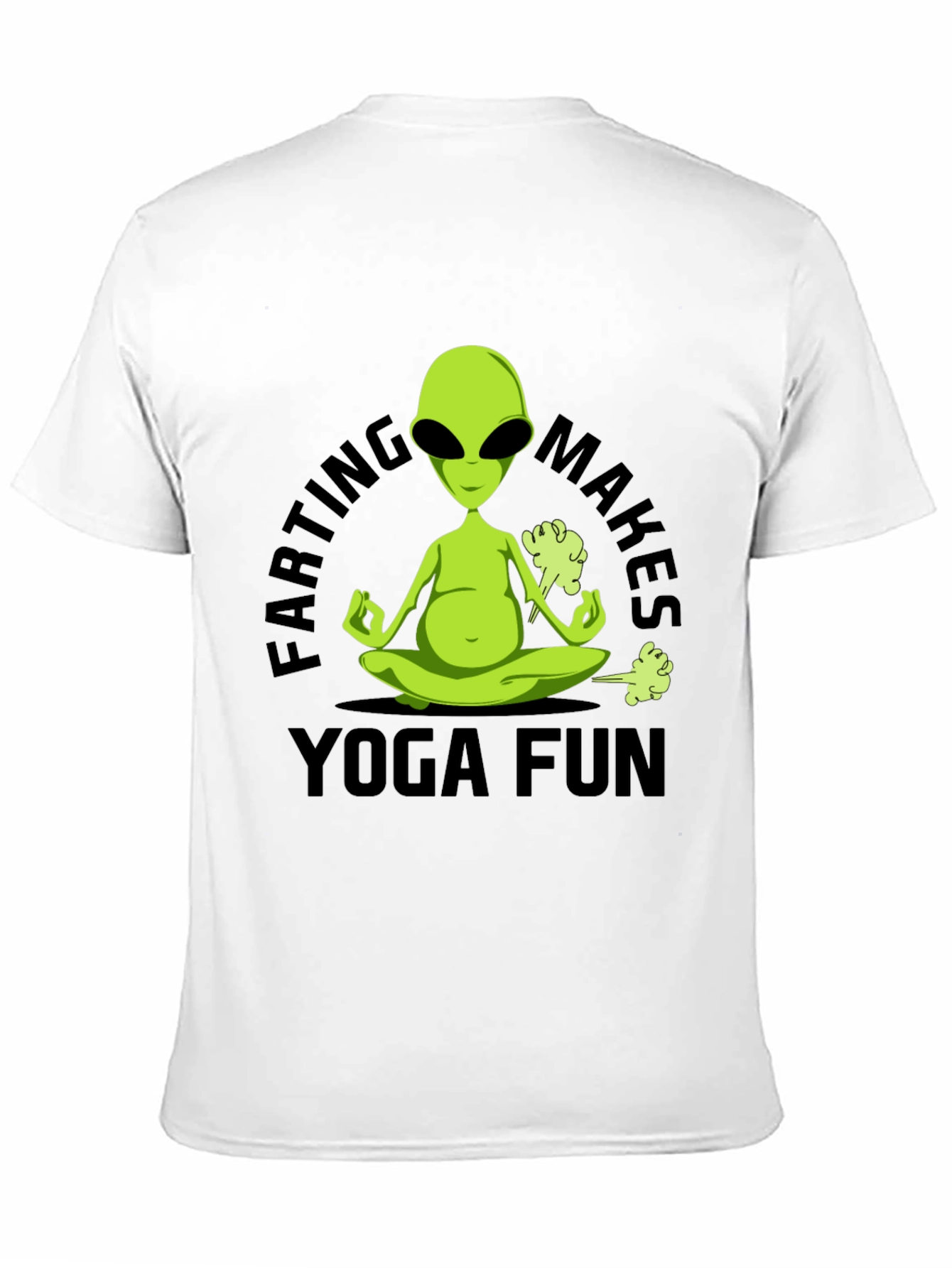 Farting Makes Yoga Fun T-Shirt Alien Meditation Black Tee