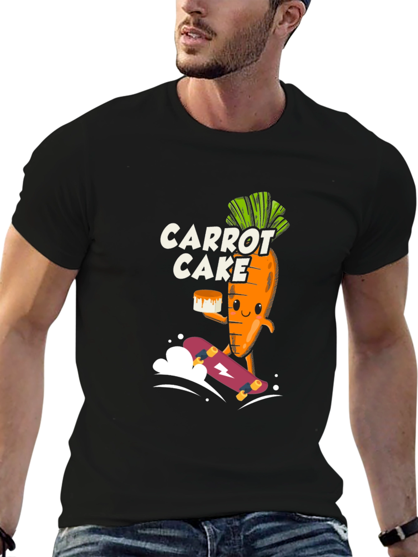 Carrot Cake Skateboarder Black Graphic Tee