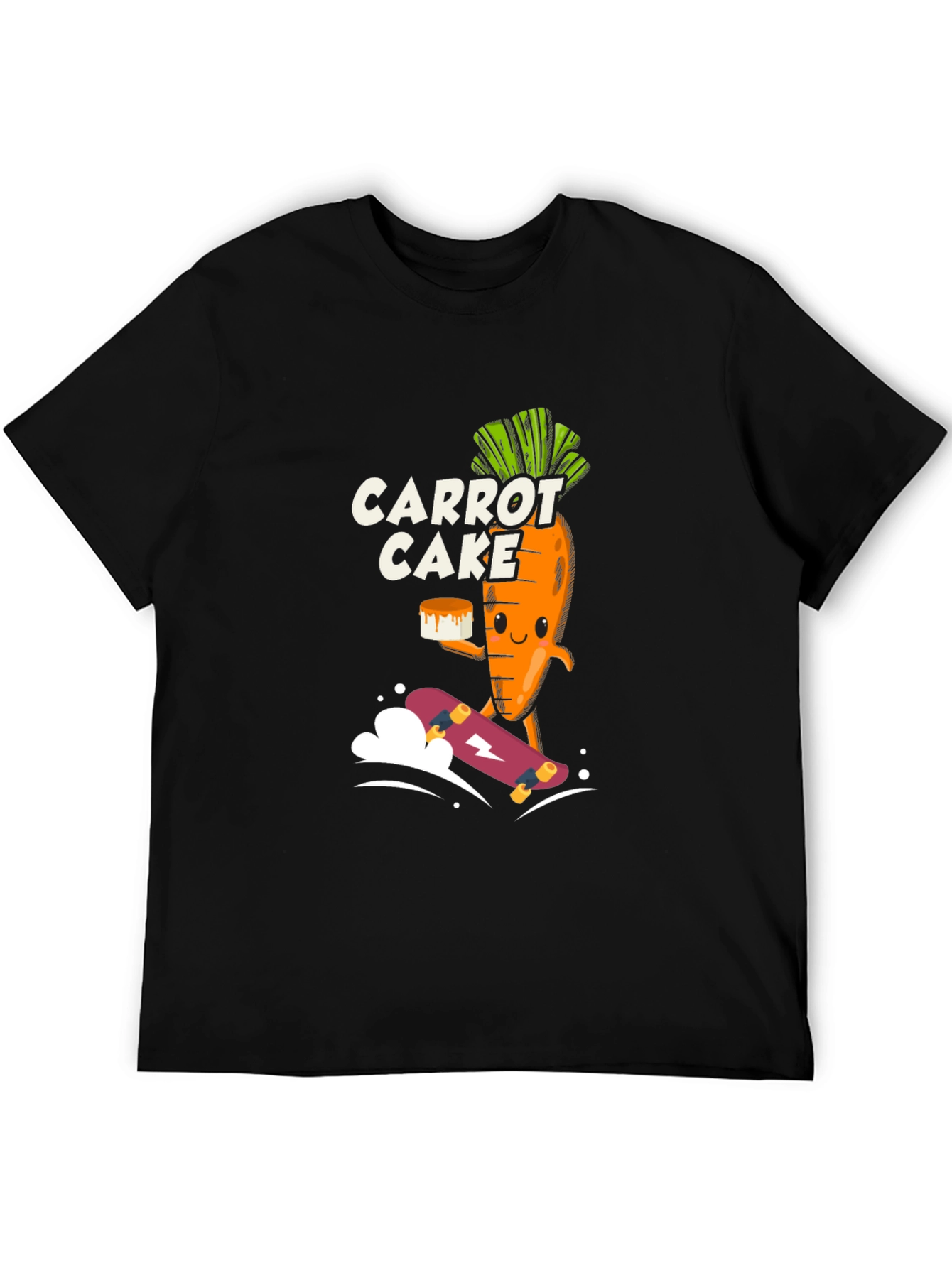 Carrot Cake Skateboarder Black Graphic Tee