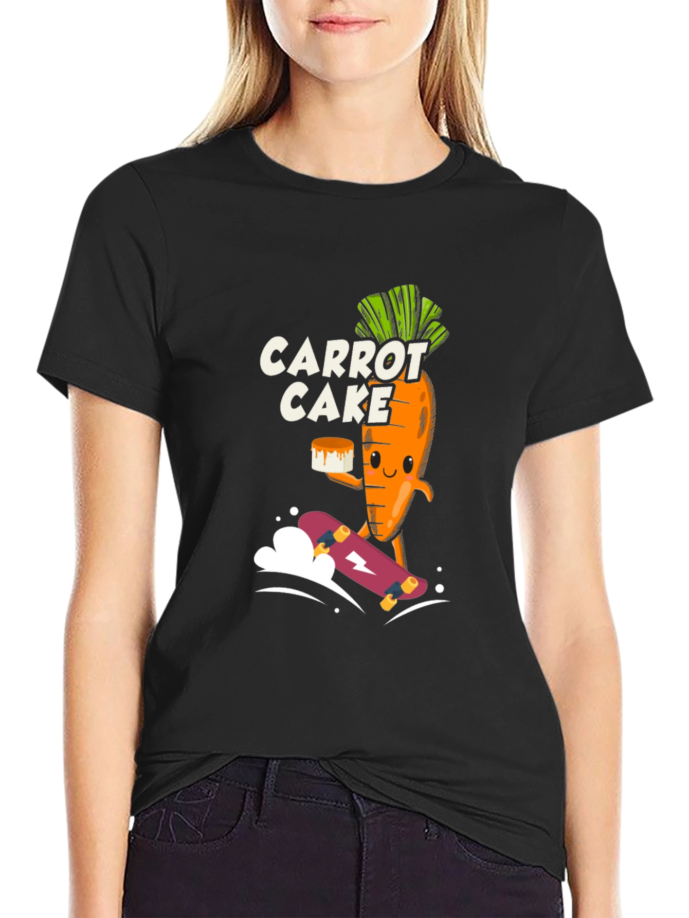 Carrot Cake Skateboarder Black Graphic Tee
