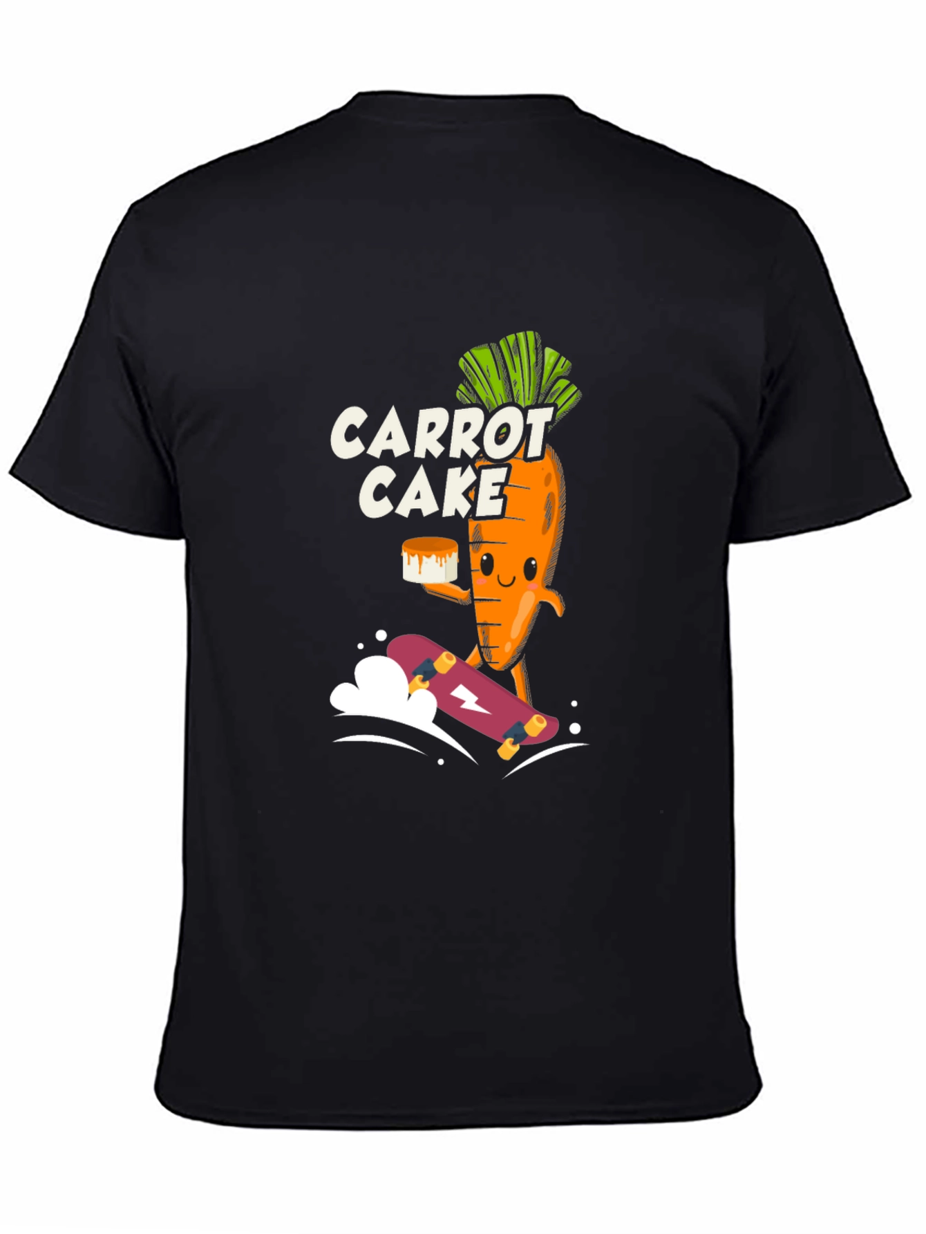 Carrot Cake Skateboarder Black Graphic Tee