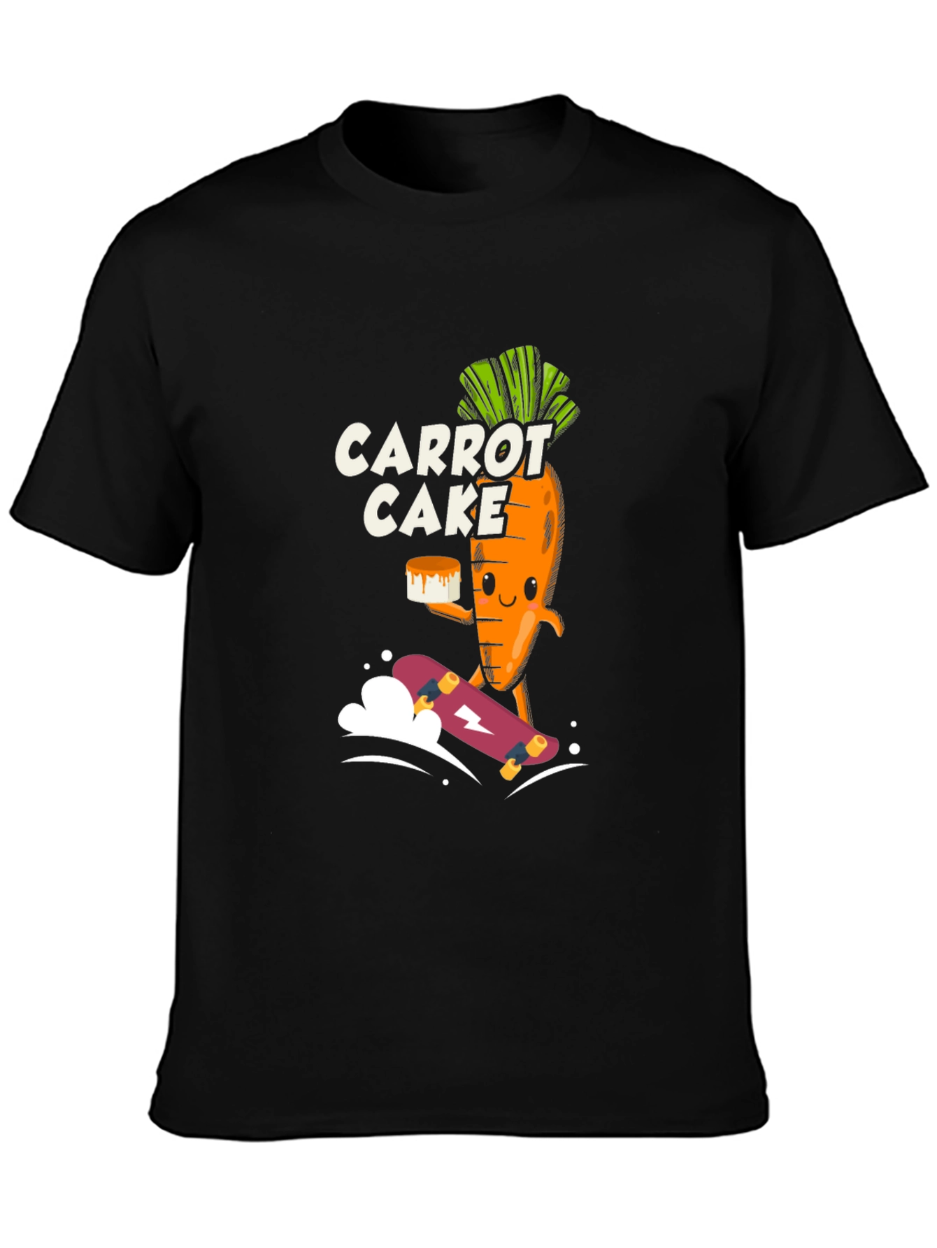 Carrot Cake Skateboarder Black Graphic Tee