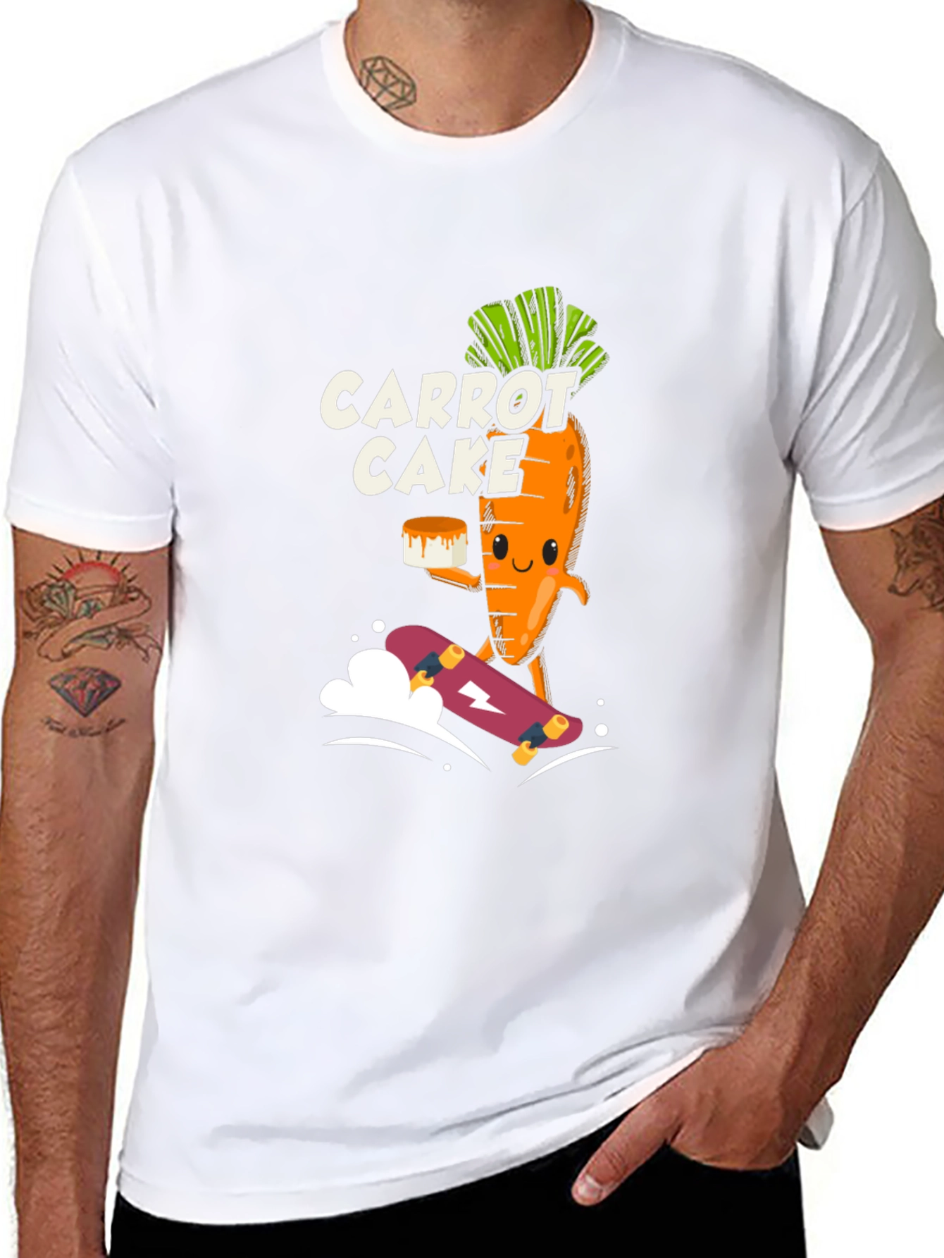 Carrot Cake Skateboarder Black Graphic Tee