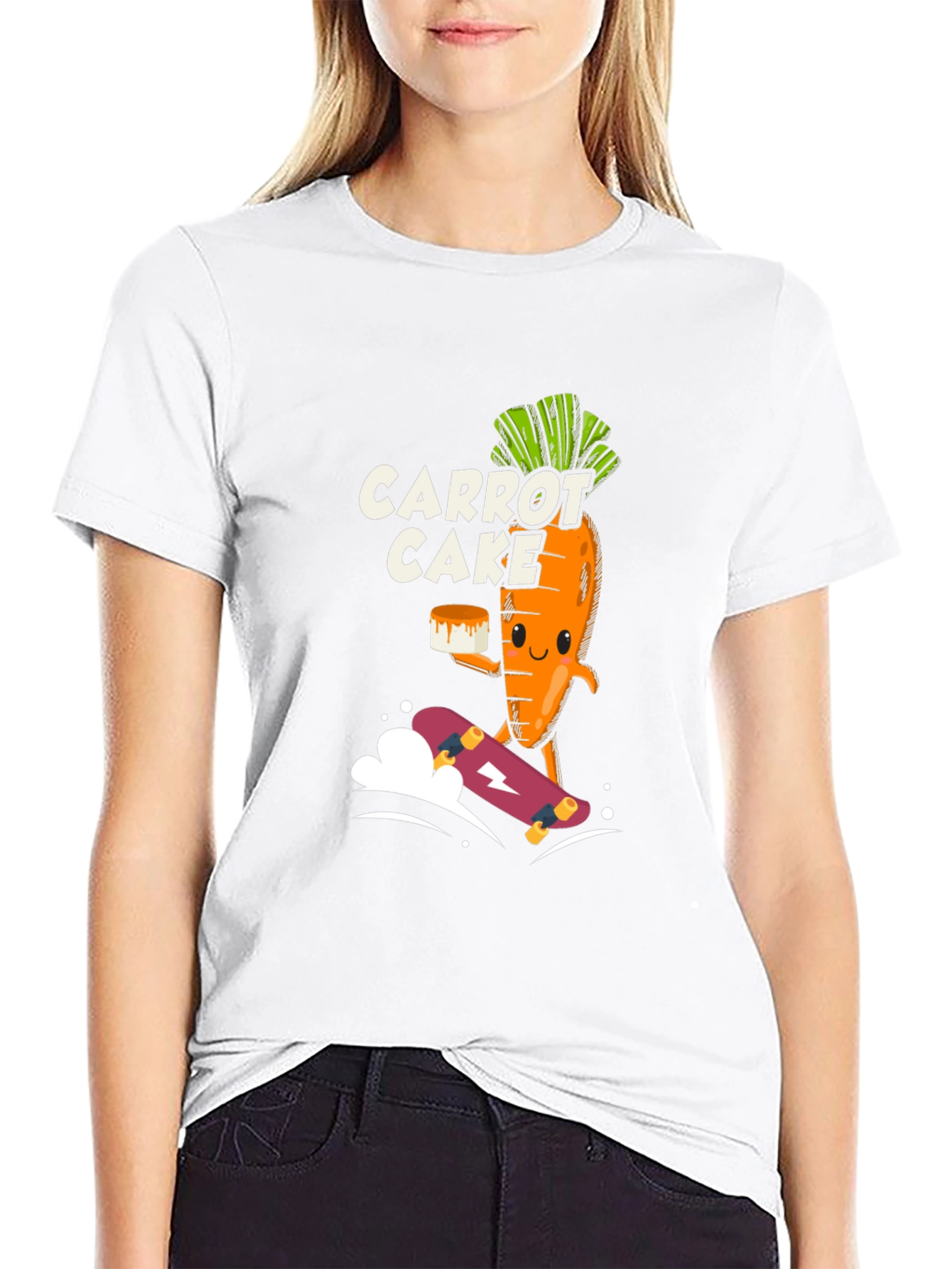 Carrot Cake Skateboarder Black Graphic Tee