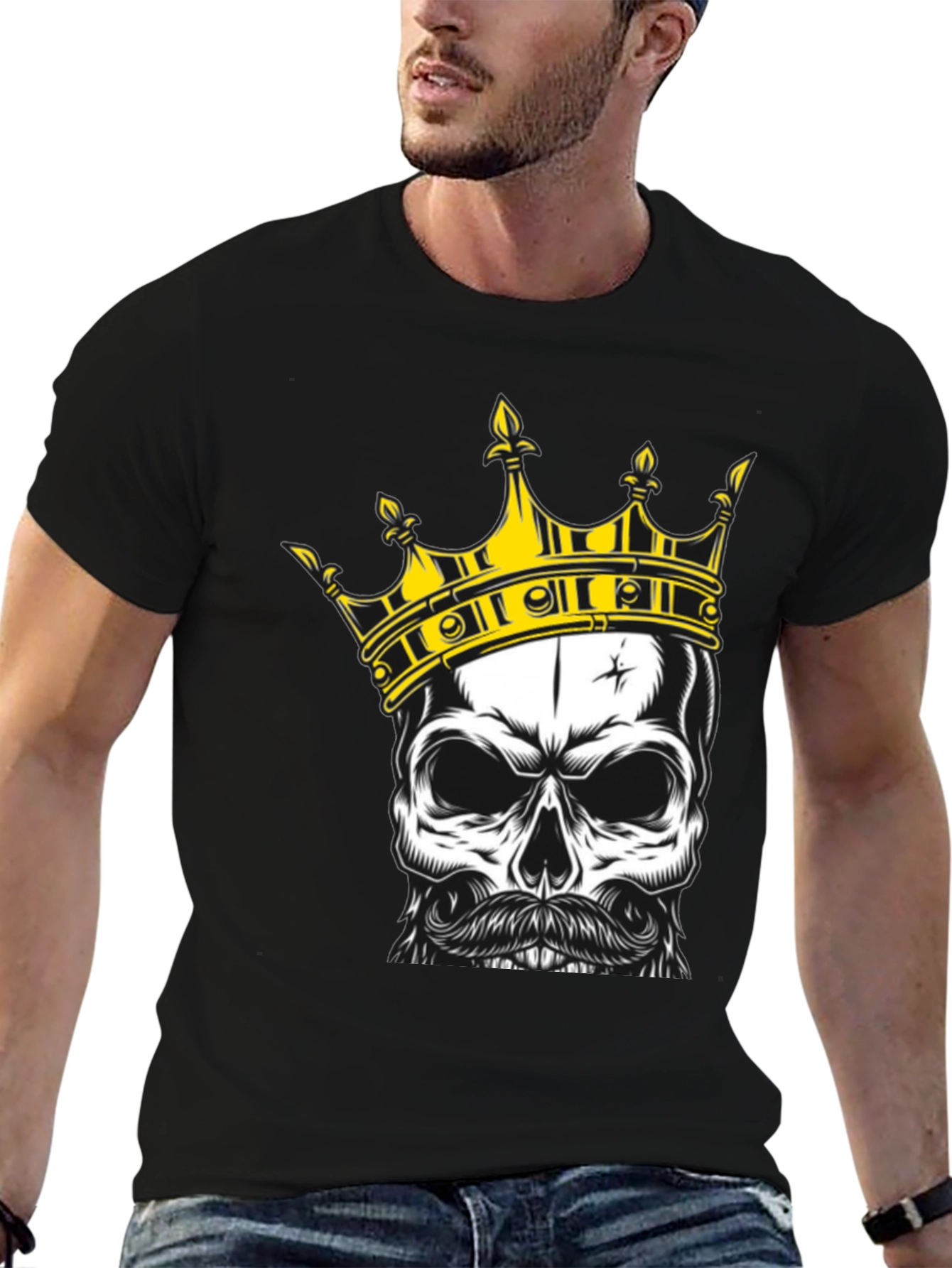 Skull King Graphic Tee - Black Cotton T-Shirt