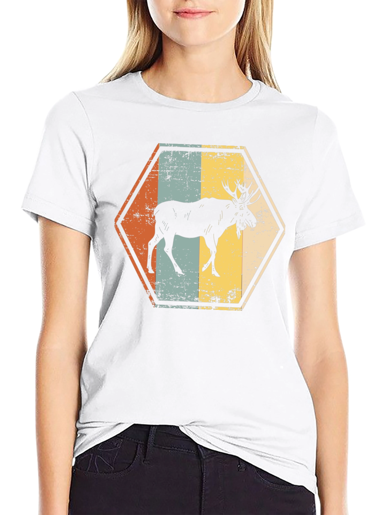 Retro Moose Hexagon T-Shirt