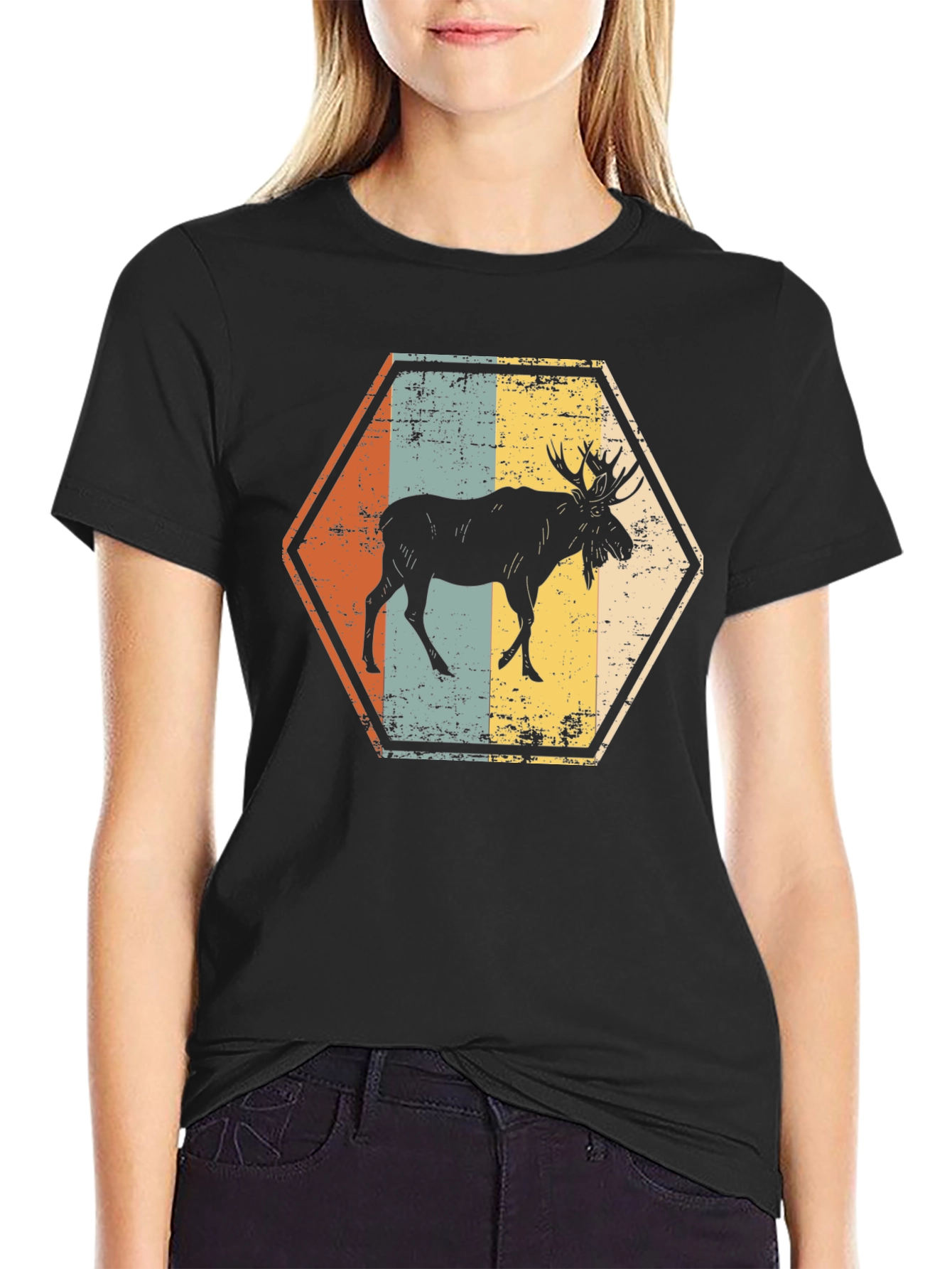 Retro Moose Hexagon T-Shirt