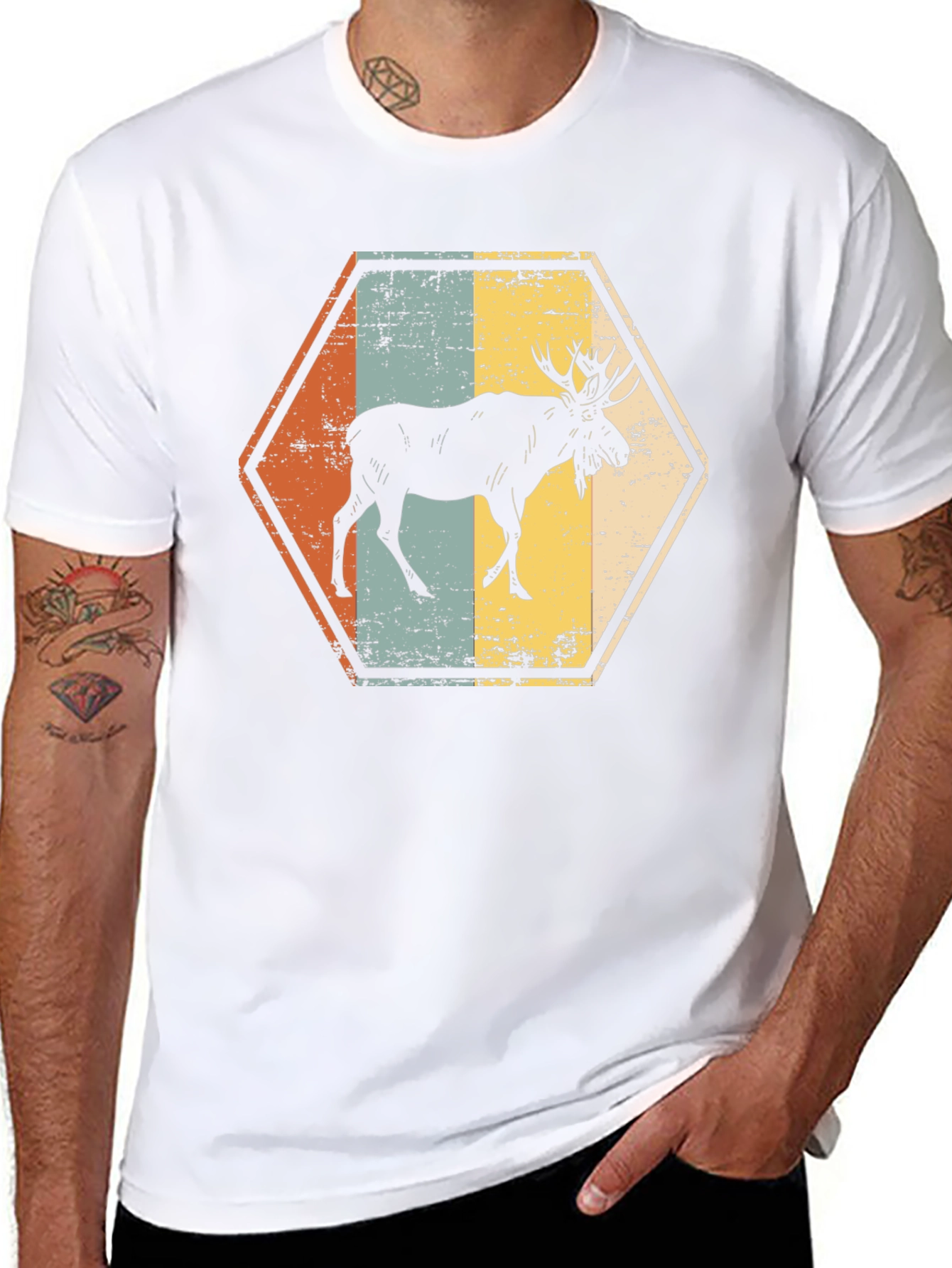 Retro Moose Hexagon T-Shirt