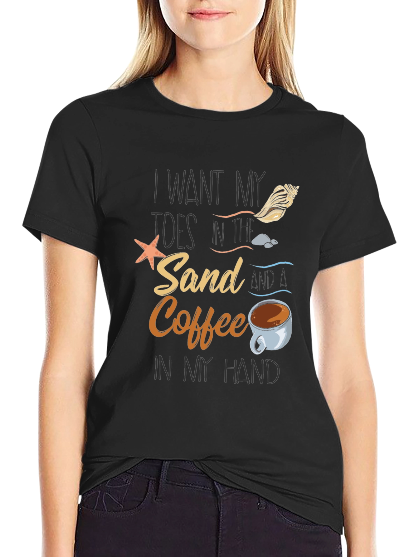 Toes in the Sand Coffee in Hand Graphic Tee