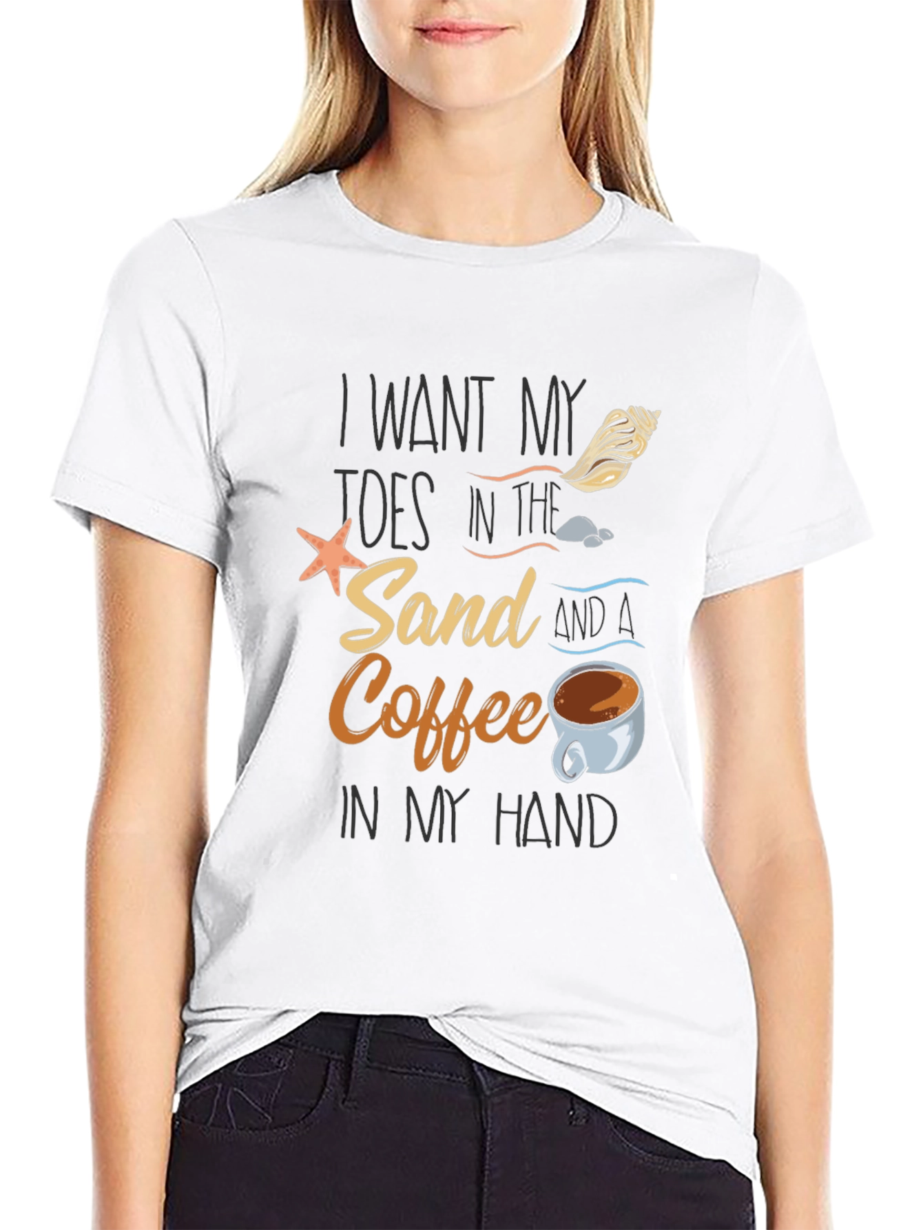 Toes in the Sand Coffee in Hand Graphic Tee