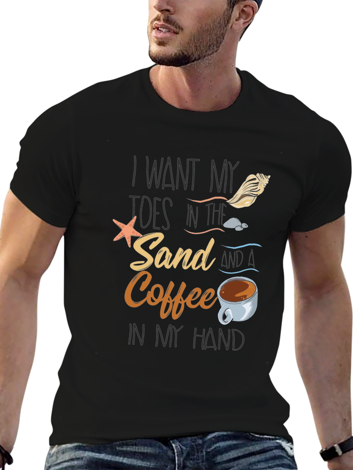 Toes in the Sand Coffee in Hand Graphic Tee
