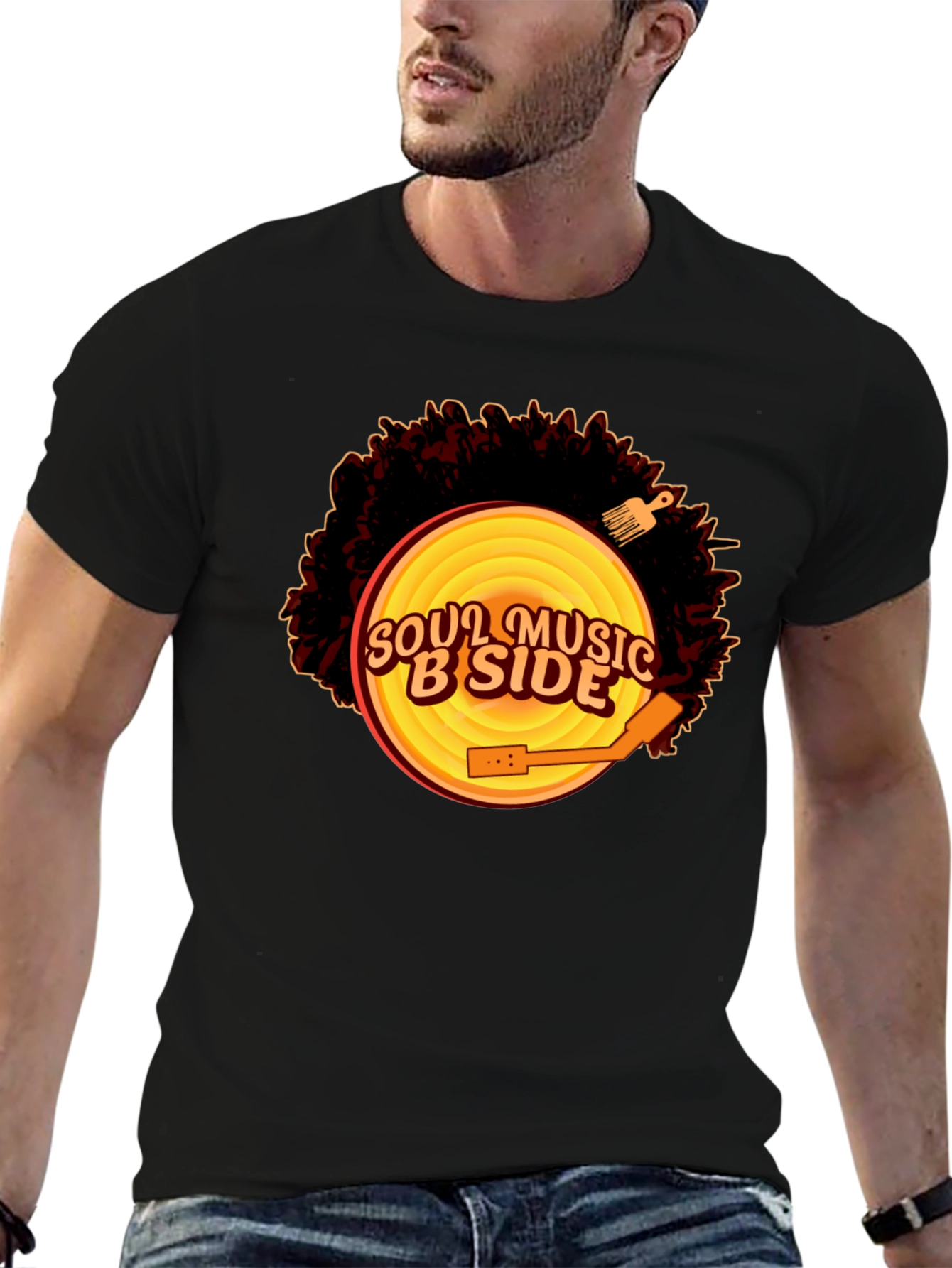 Soul Music B-Side Mens Black Graphic Tee