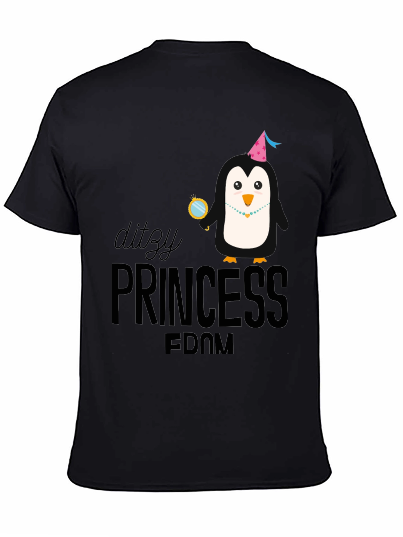 Dizzy Princess Penguin Black T-Shirt