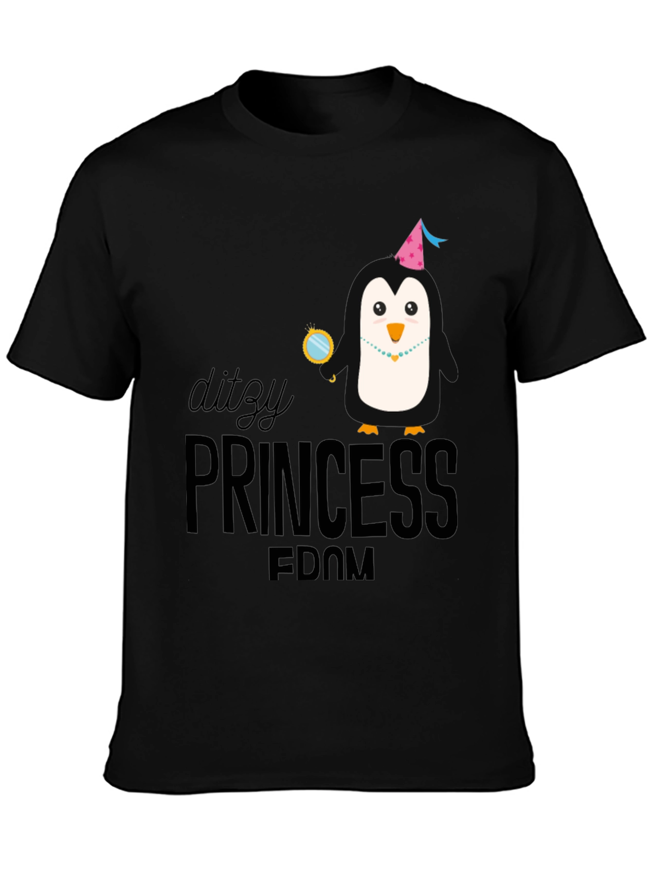 Dizzy Princess Penguin Black T-Shirt