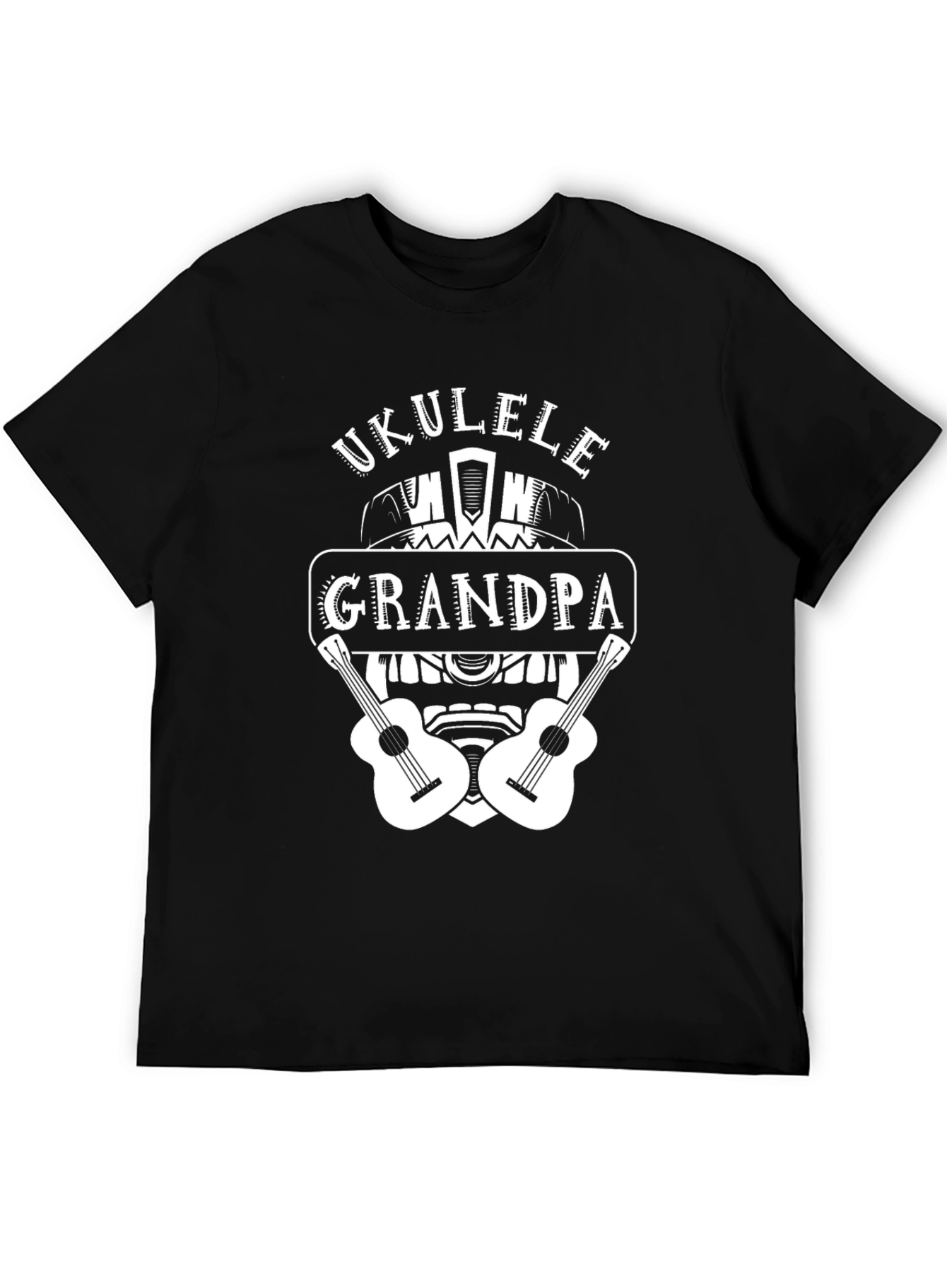 Ukulele Grandpa Black T-Shirt
