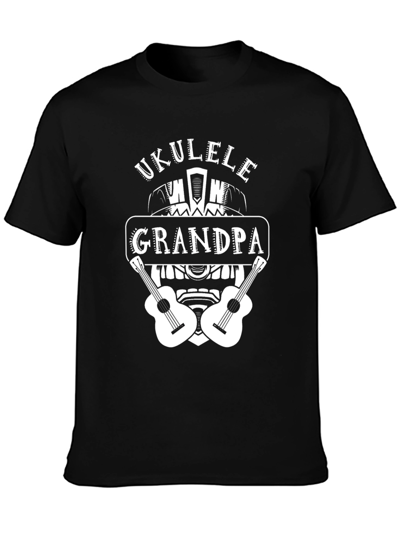 Ukulele Grandpa Black T-Shirt